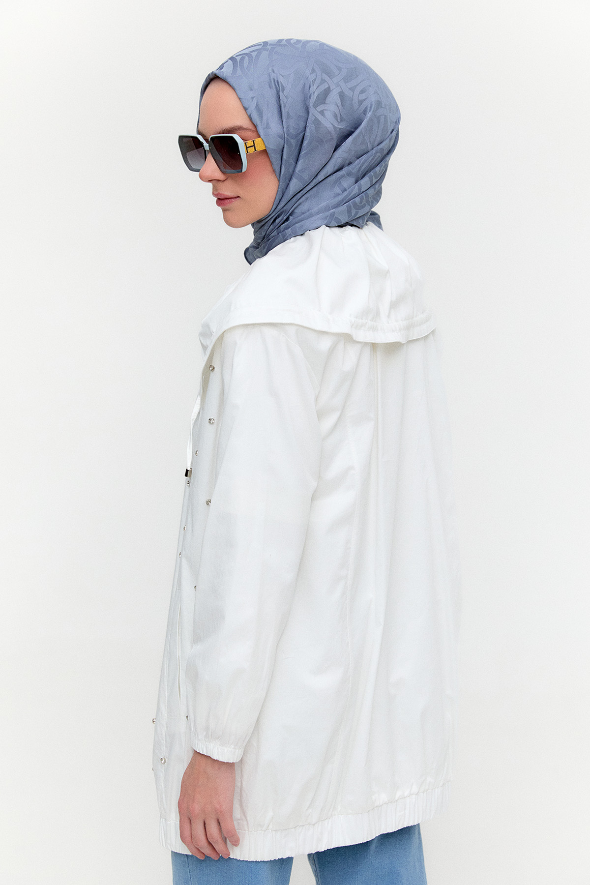 Denizci Yaka Taşlı Pamuk Kap, Tesettür Giyim