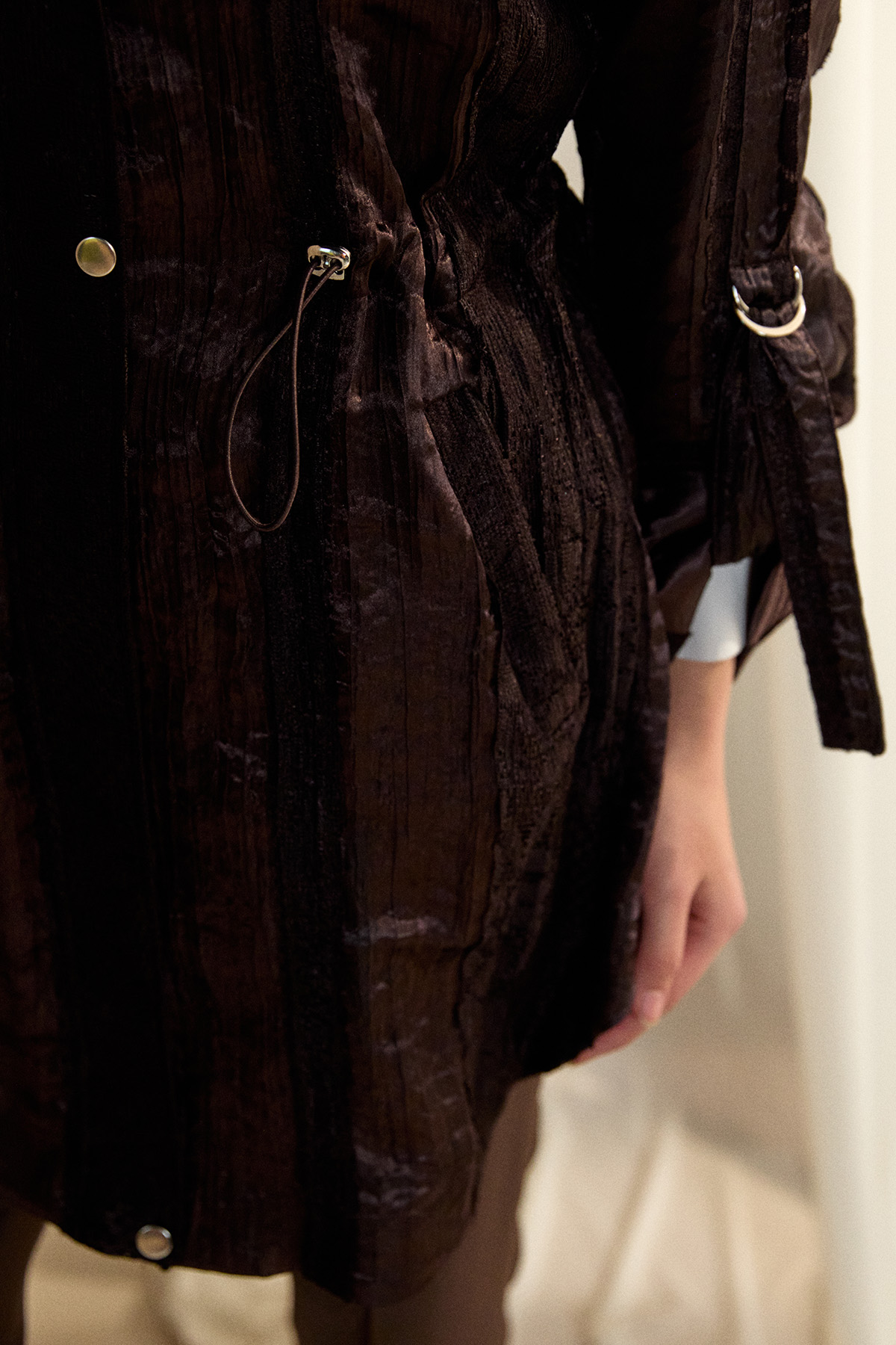 Jakarlı Dantel Detaylı Kap, Tesettür Giyim