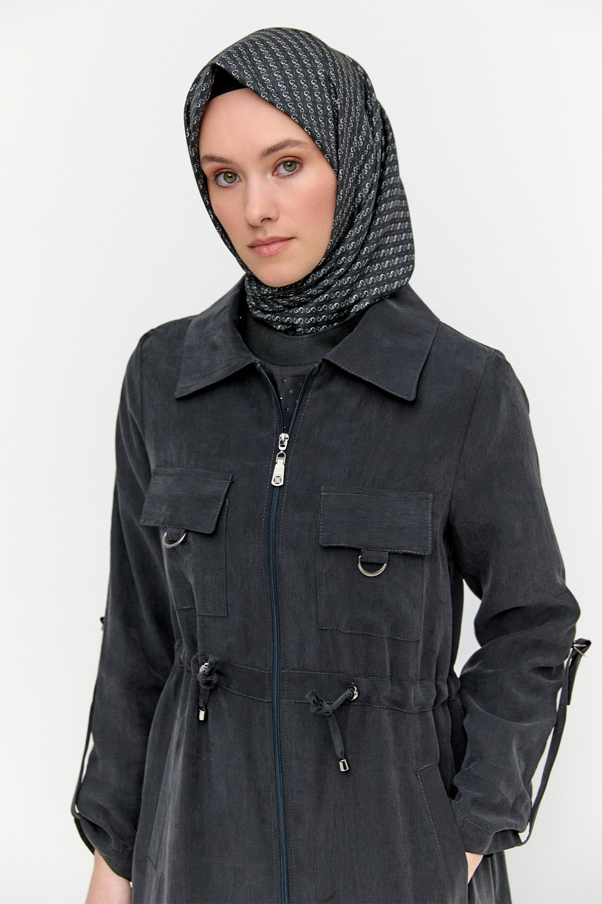 Fermuarlı Lyocell Kap, Tesettür Giyim