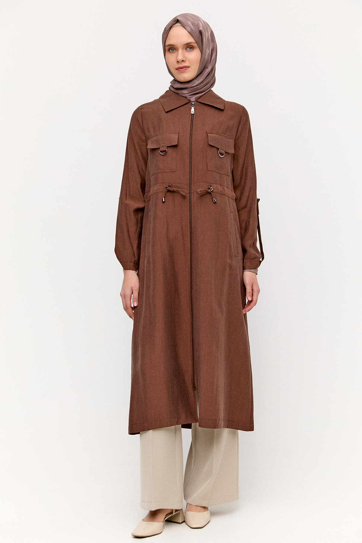 Fermuarlı Lyocell Kap, Tesettür Giyim