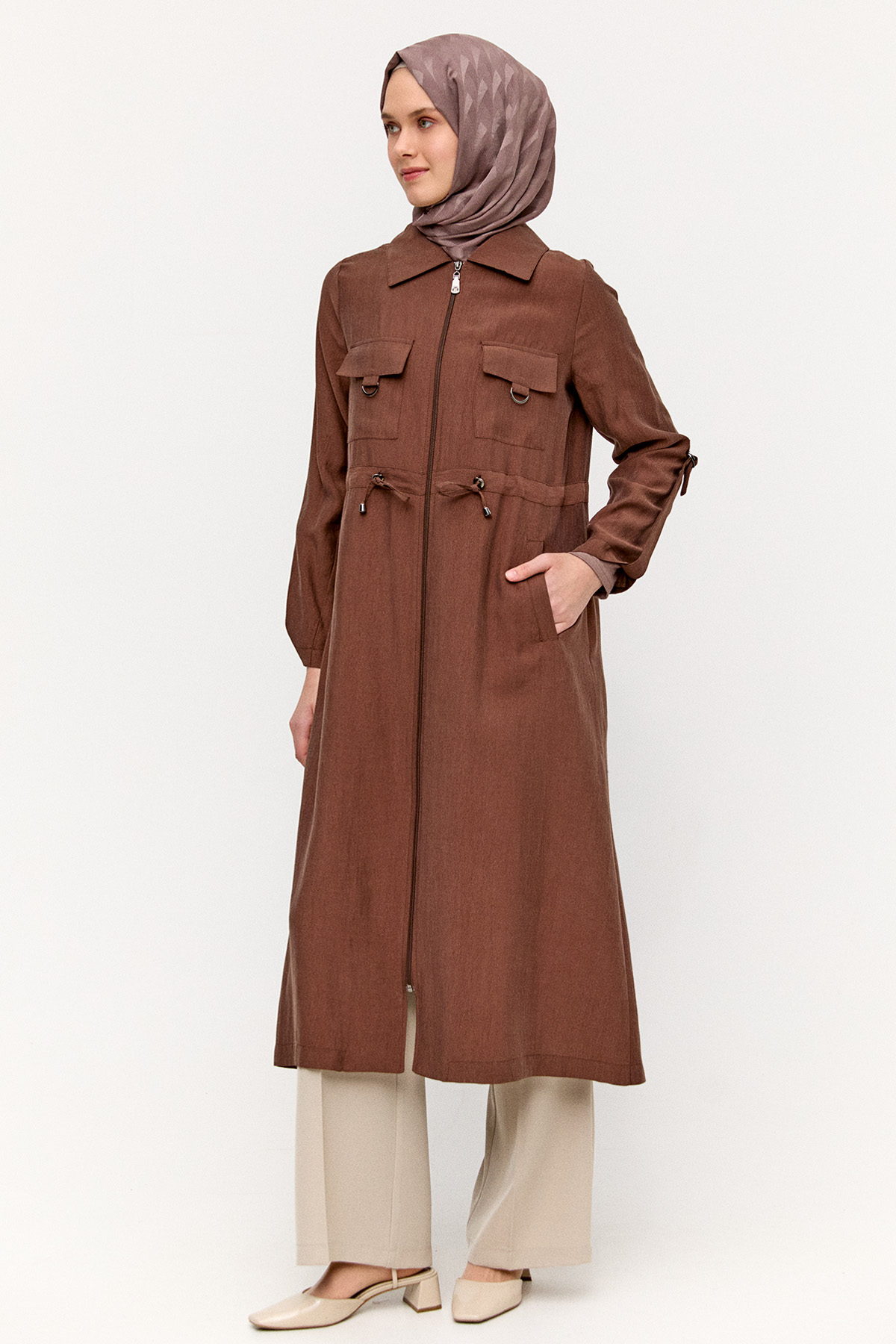 Fermuarlı Lyocell Kap, Tesettür Giyim