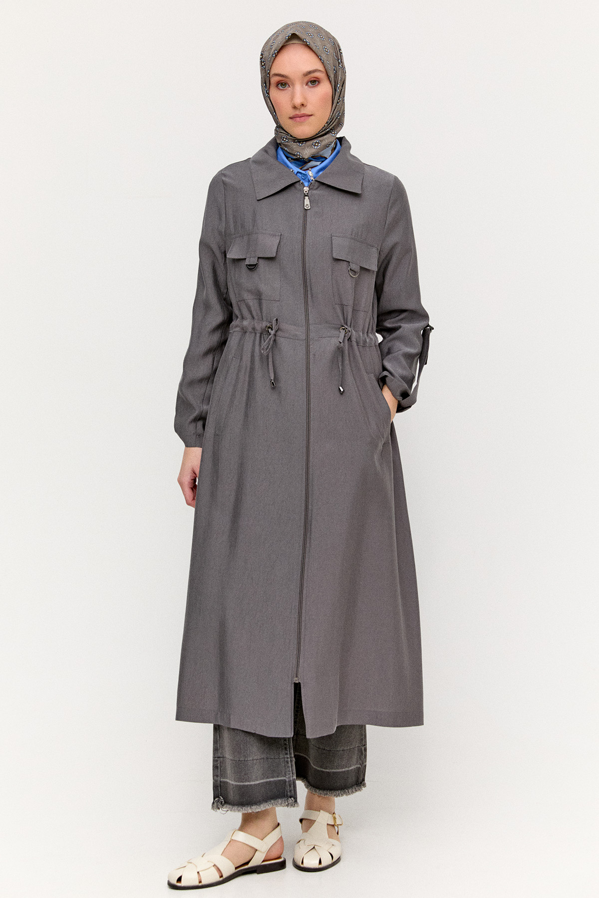 Fermuarlı Lyocell Kap, Tesettür Giyim