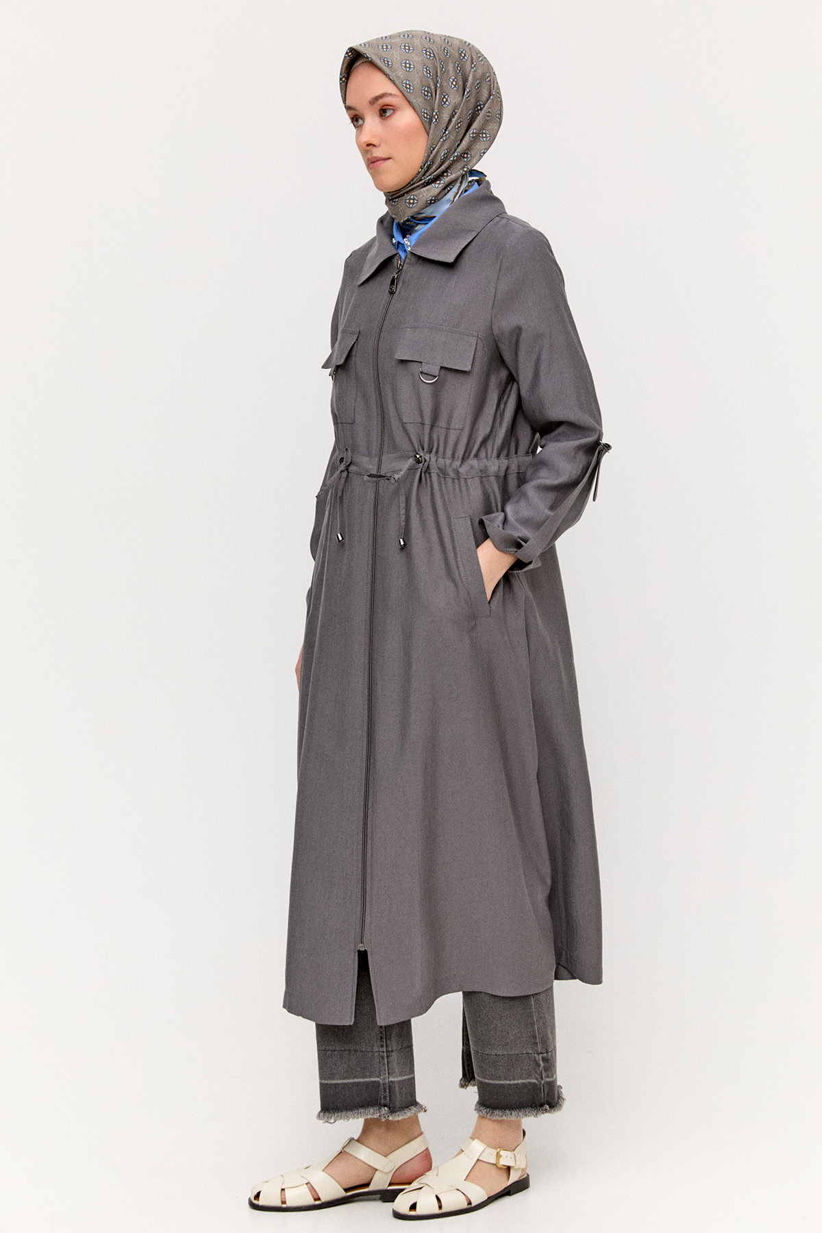 Fermuarlı Lyocell Kap, Tesettür Giyim