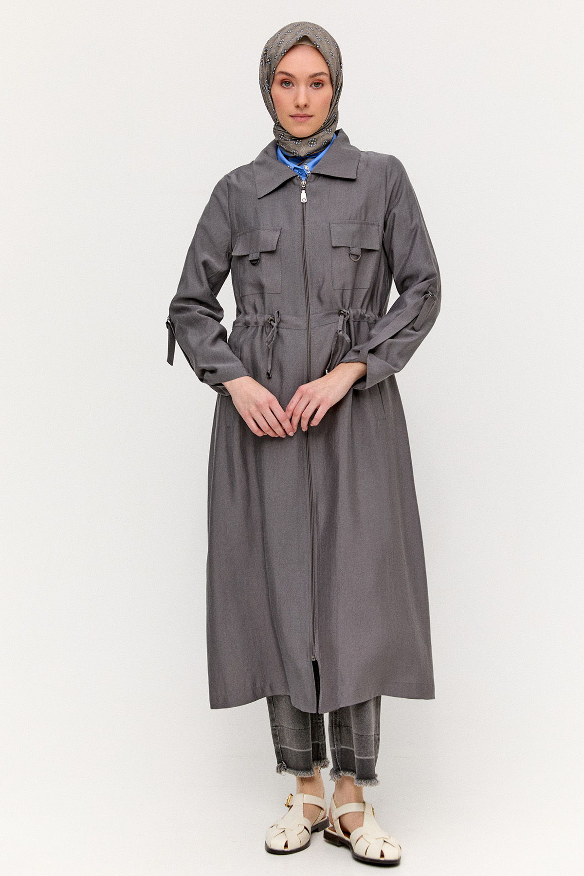 Fermuarlı Lyocell Kap, Tesettür Giyim