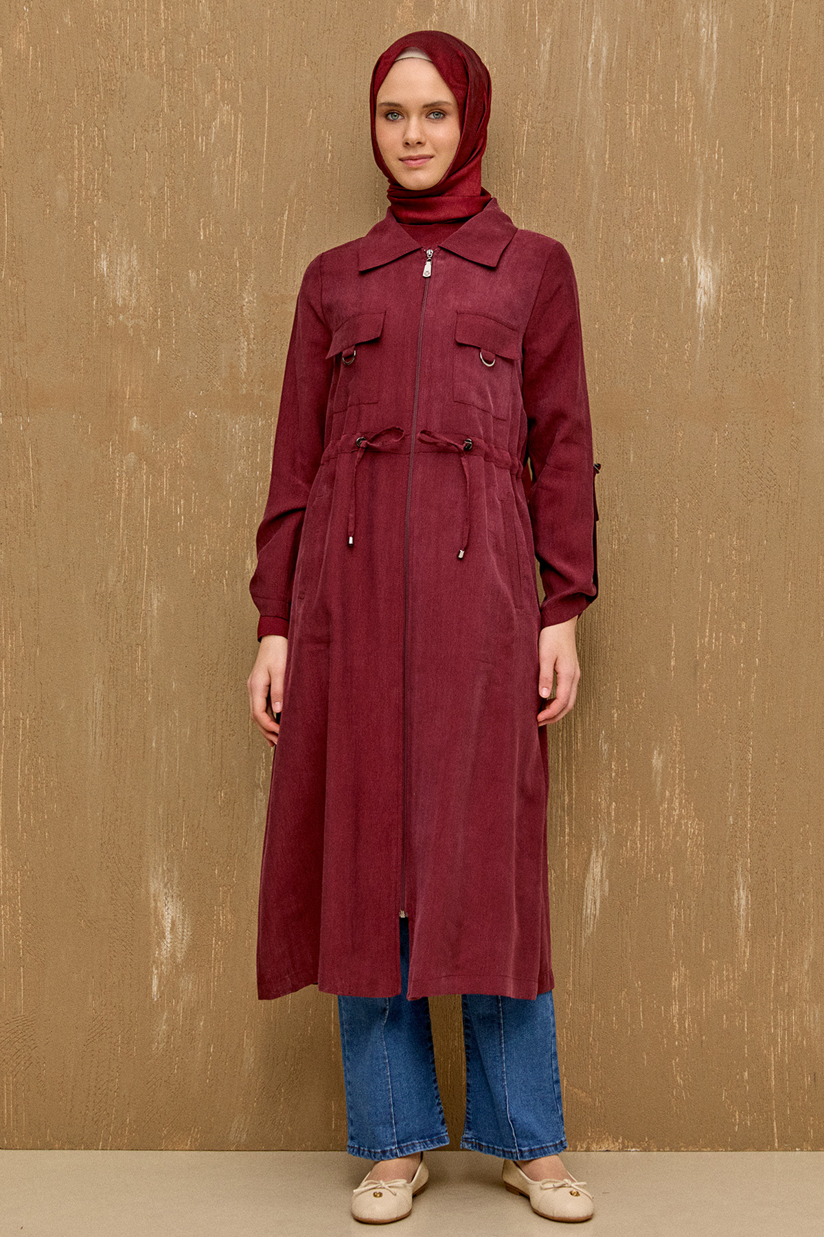 Fermuarlı Lyocell Kap, Tesettür Giyim