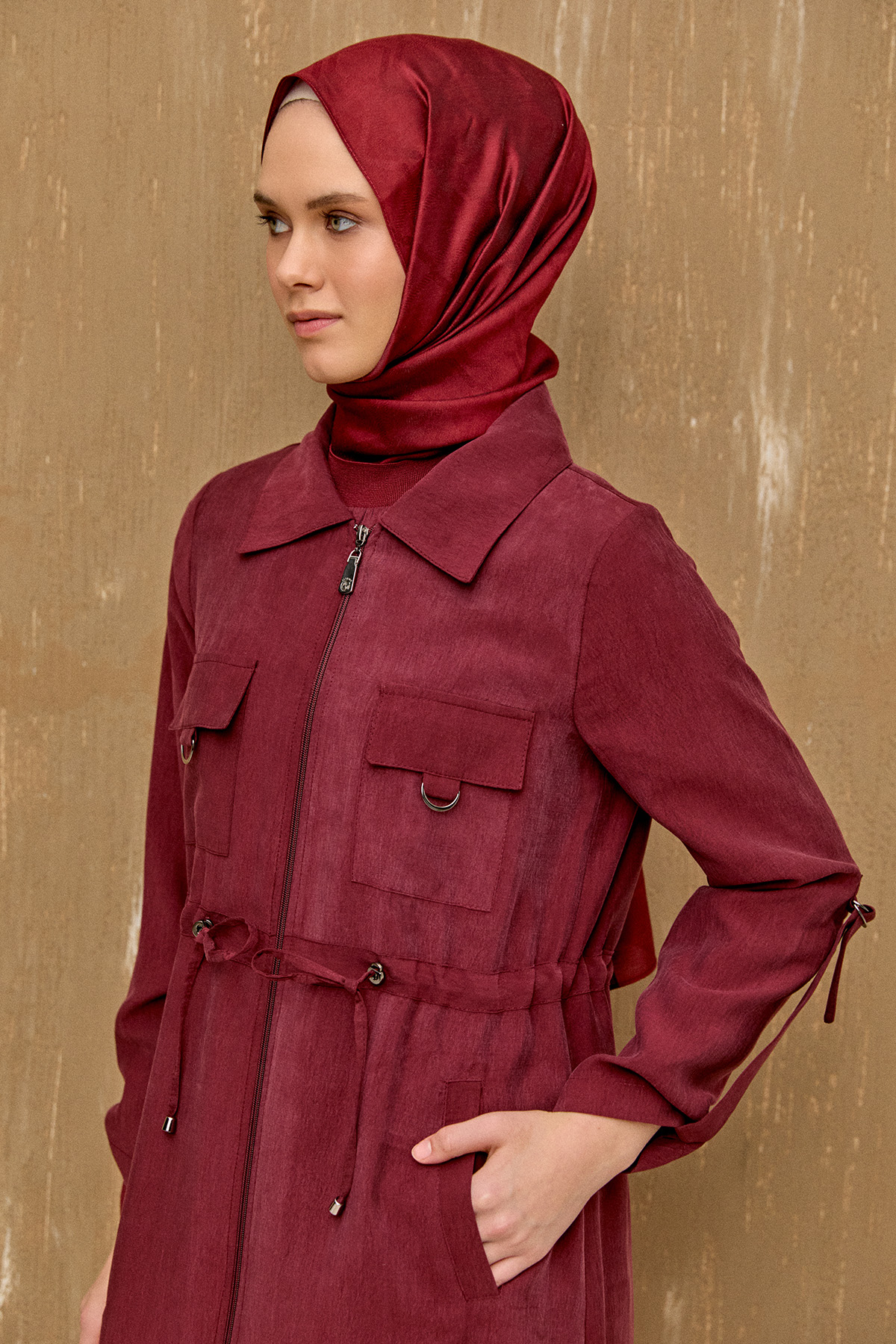 Fermuarlı Lyocell Kap, Tesettür Giyim