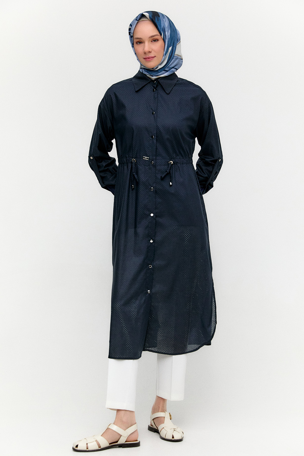 Stoper Detaylı Pamuk Kap, Tesettür Giyim