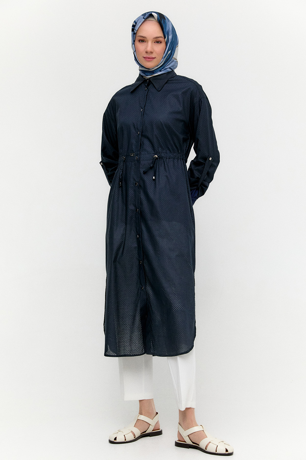 Stoper Detaylı Pamuk Kap, Tesettür Giyim