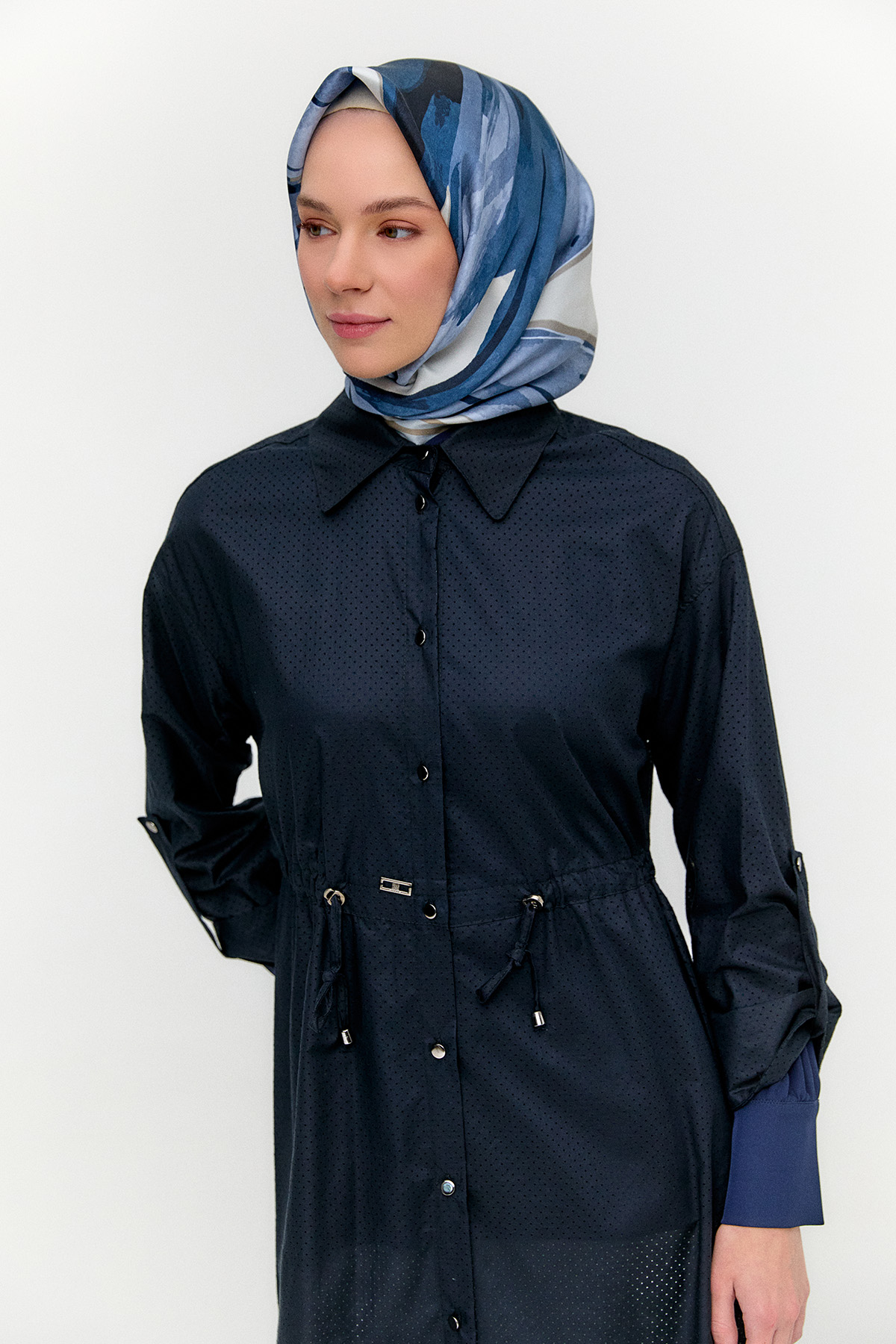 Stoper Detaylı Pamuk Kap, Tesettür Giyim