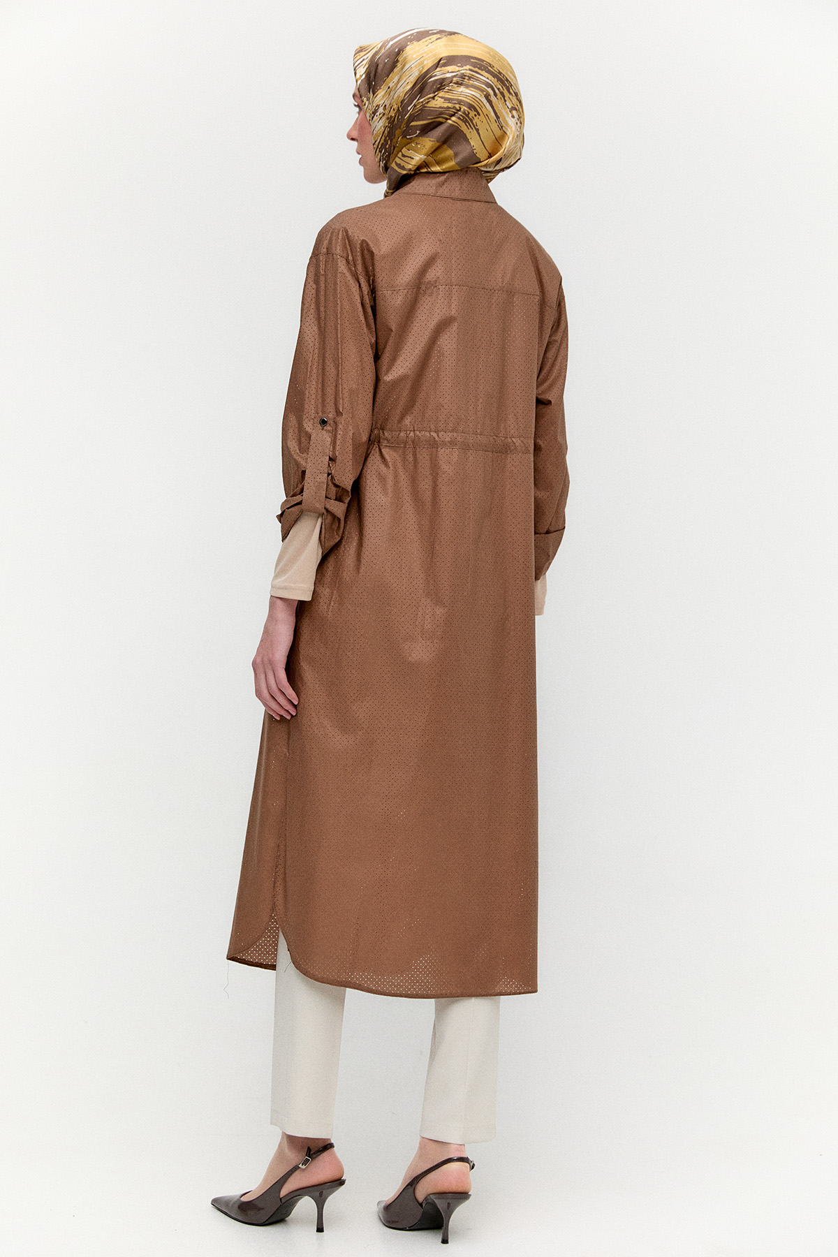 Stoper Detaylı Pamuk Kap, Tesettür Giyim