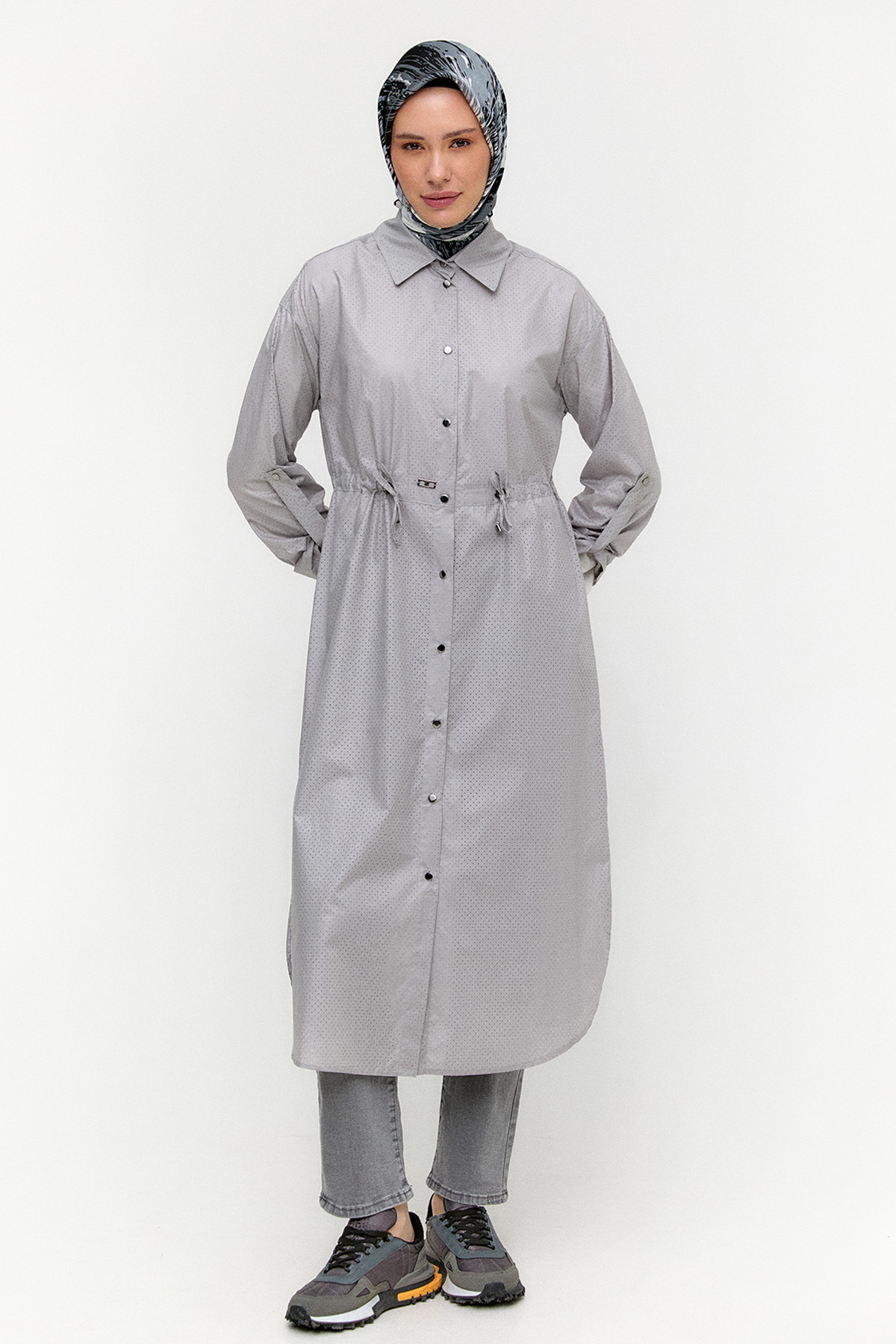 Stoper Detaylı Pamuk Kap, Tesettür Giyim