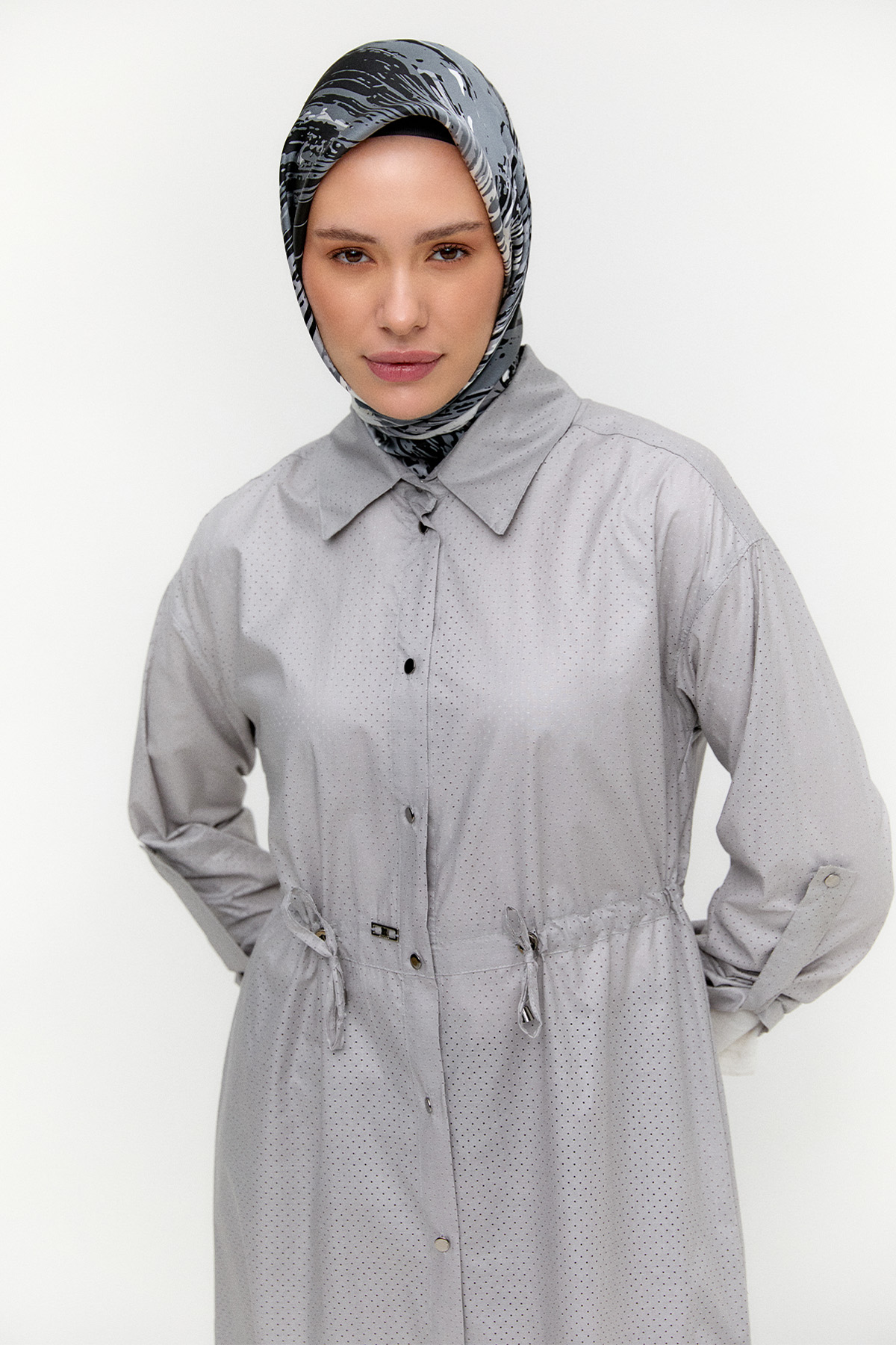 Stoper Detaylı Pamuk Kap, Tesettür Giyim