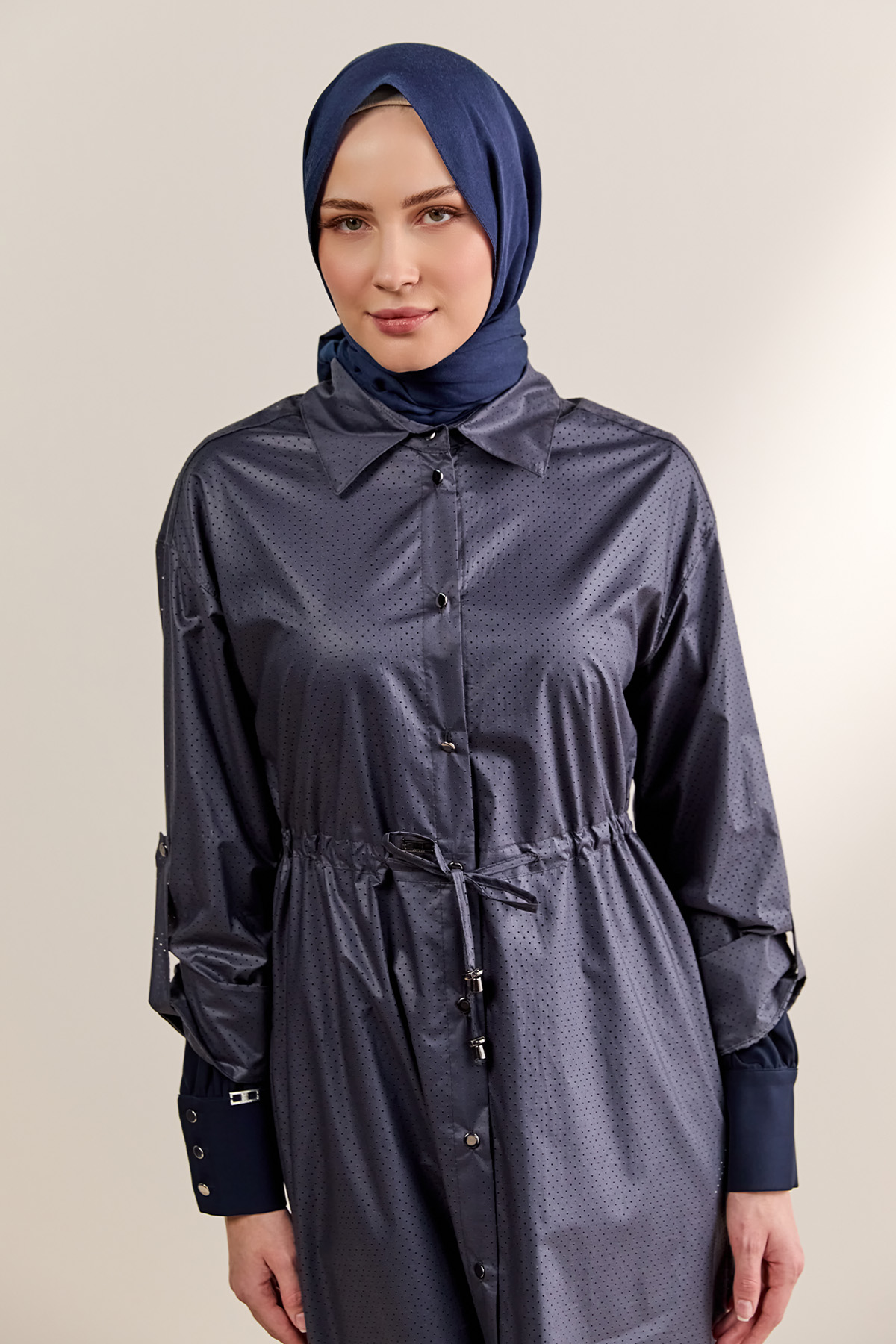 Stoper Detaylı Pamuk Kap, Tesettür Giyim