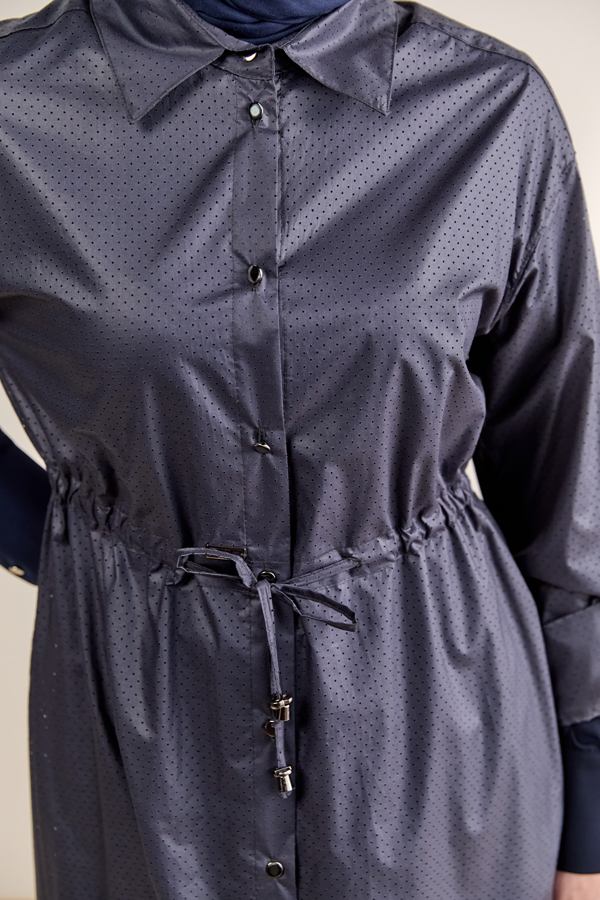 Stoper Detaylı Pamuk Kap, Tesettür Giyim