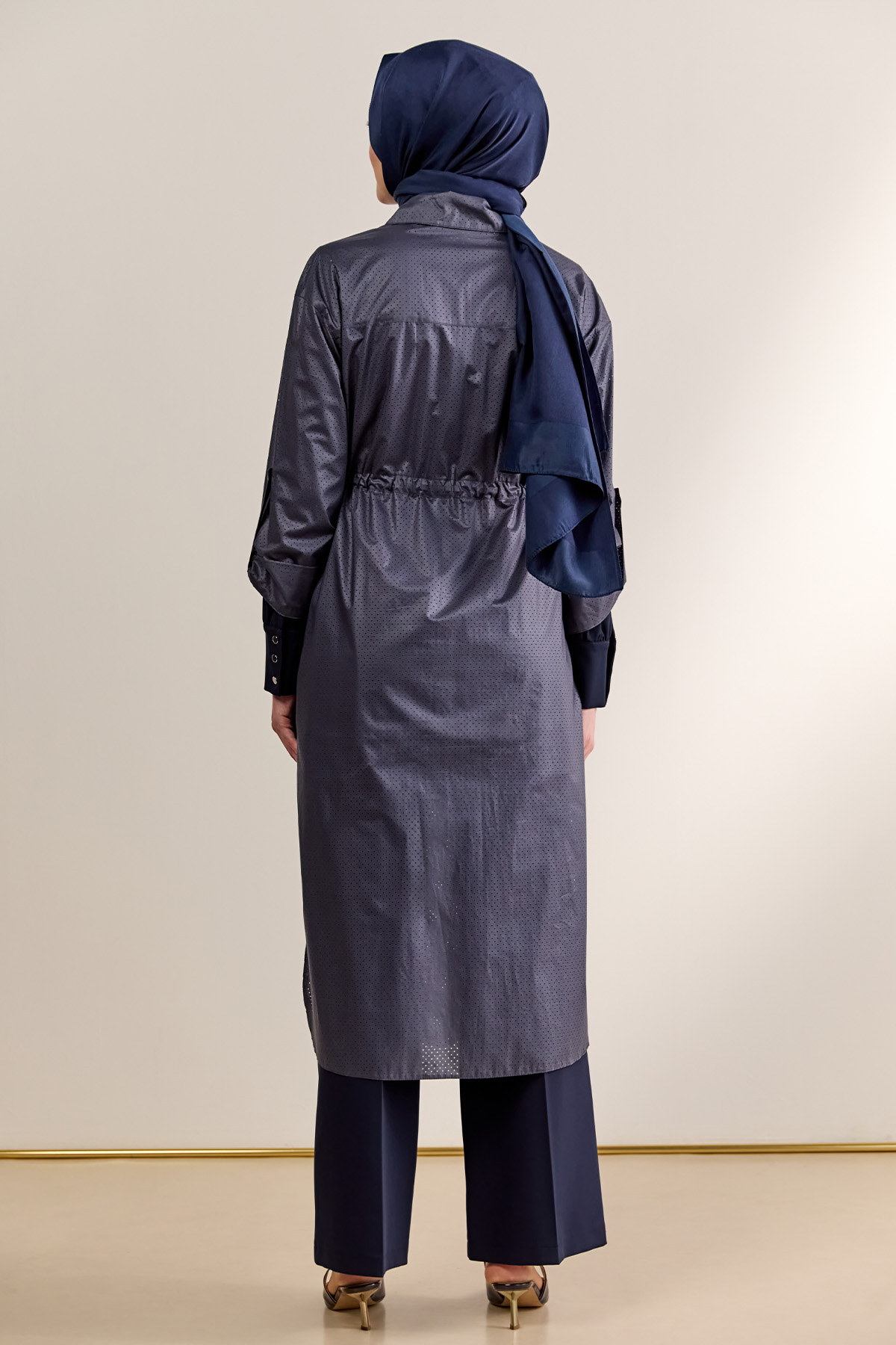 Stoper Detaylı Pamuk Kap, Tesettür Giyim