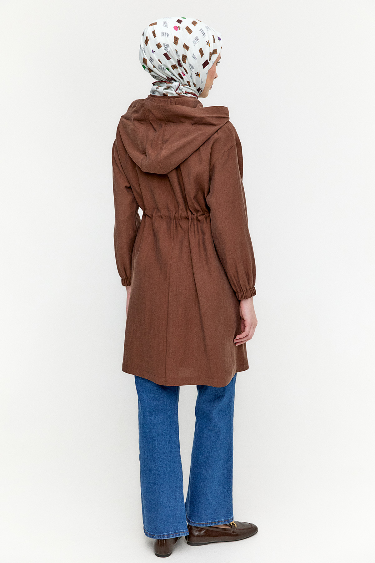 Seyyar Kapüşonlu Fermuarlı Kap, Tesettür Giyim