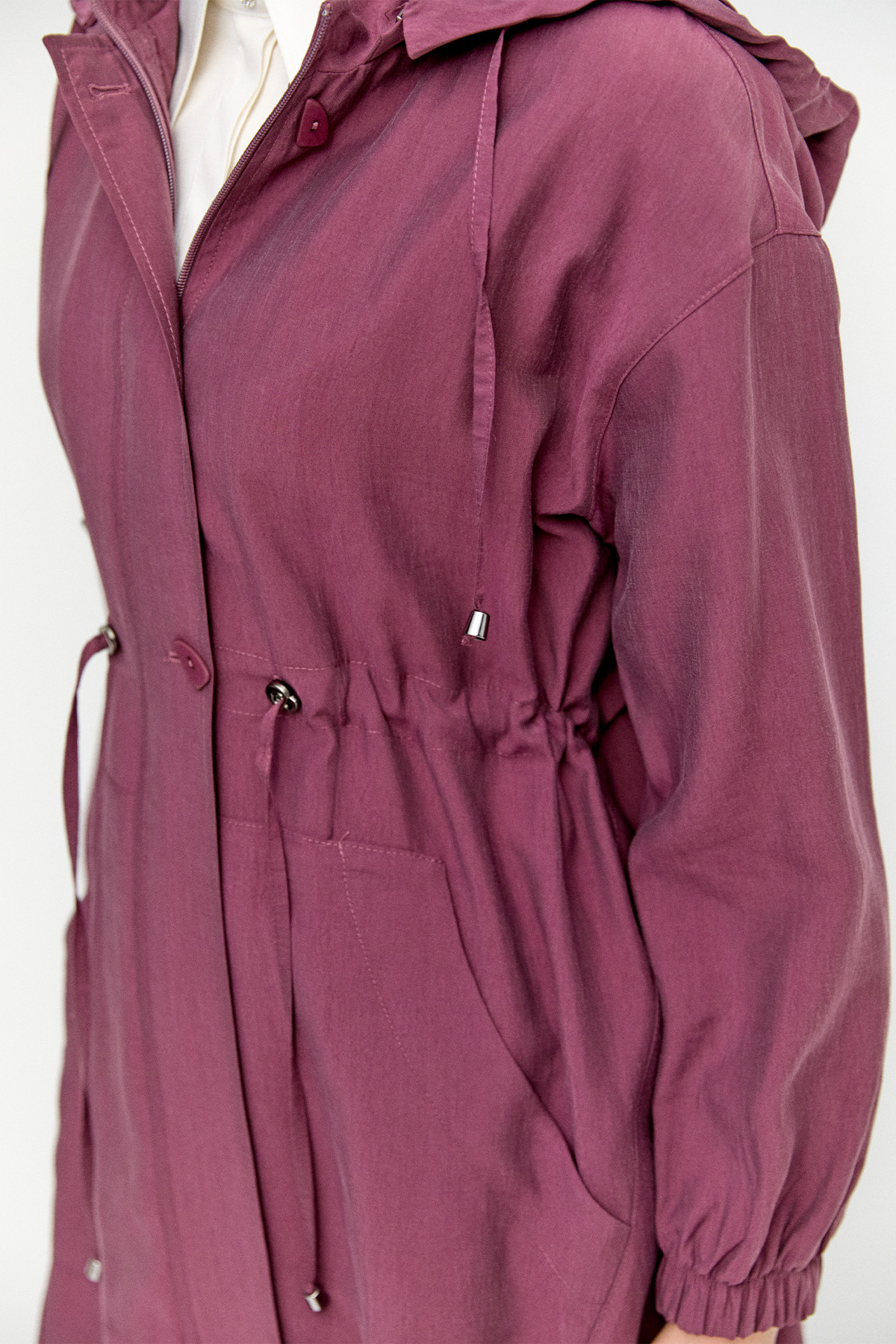 Seyyar Kapüşonlu Fermuarlı Kap, Tesettür Giyim