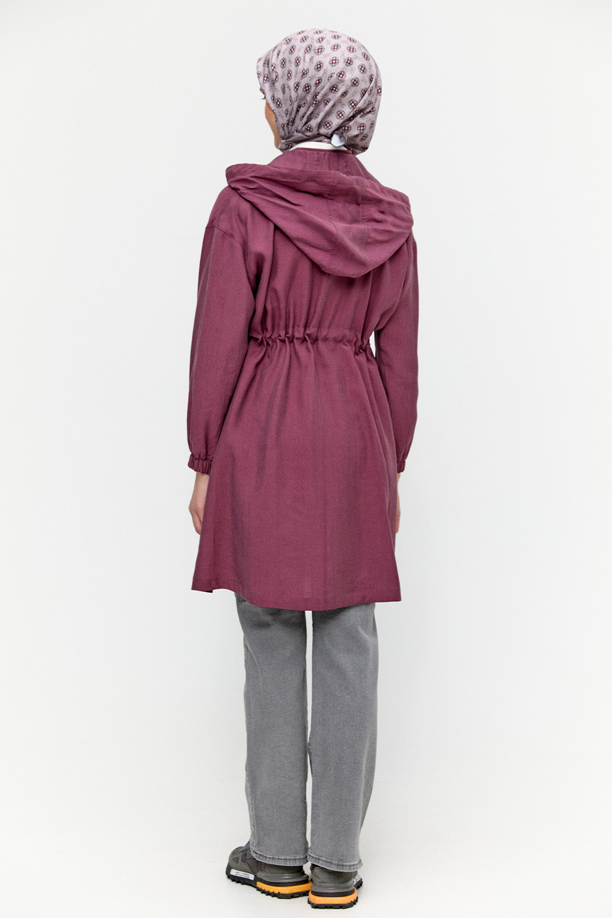 Seyyar Kapüşonlu Fermuarlı Kap, Tesettür Giyim
