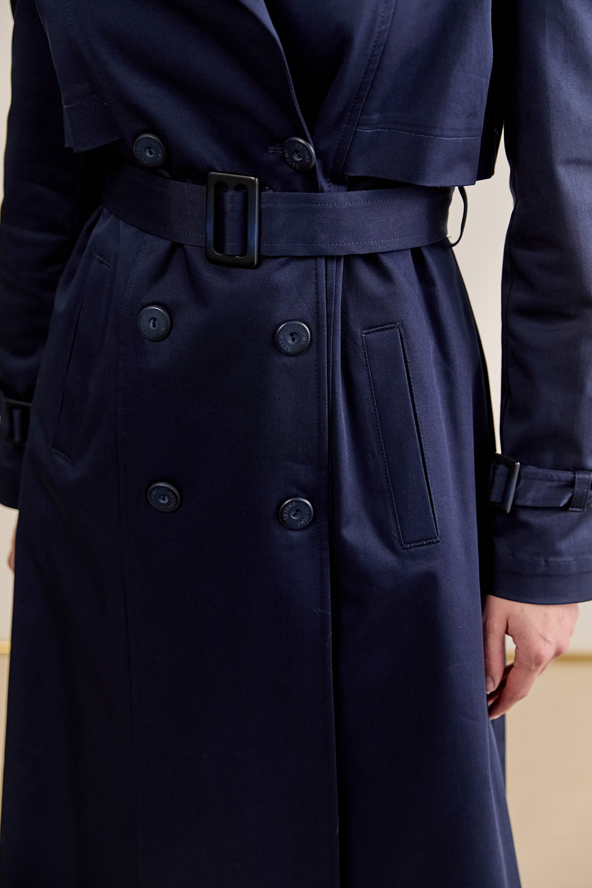 Çift Düğmeli Gabardin Trençkot, Tesettür Giyim