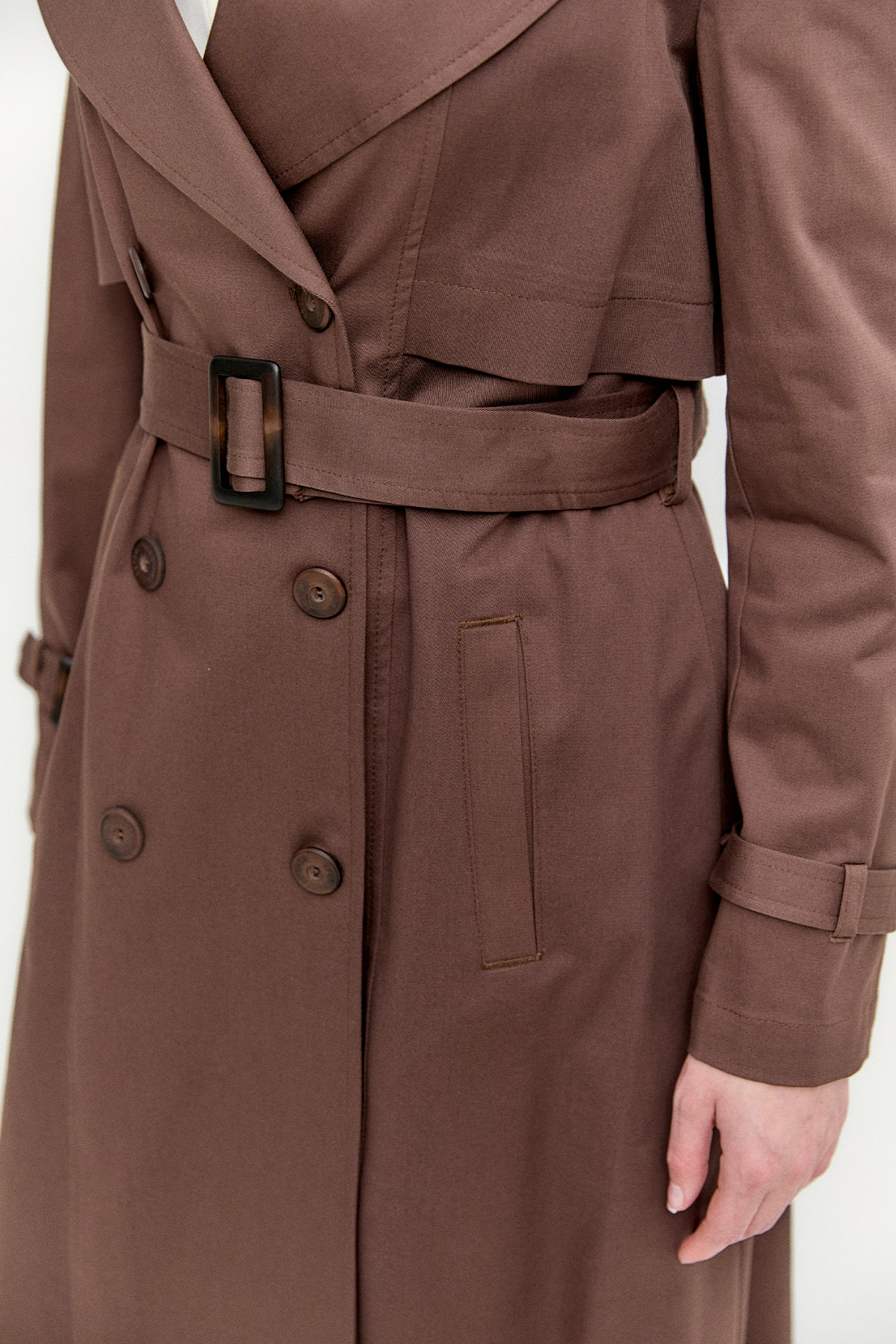 Çift Düğmeli Gabardin Trençkot, Tesettür Giyim