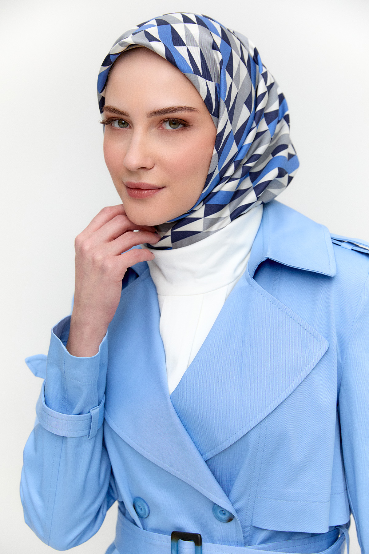 Çift Düğmeli Gabardin Trençkot, Tesettür Giyim