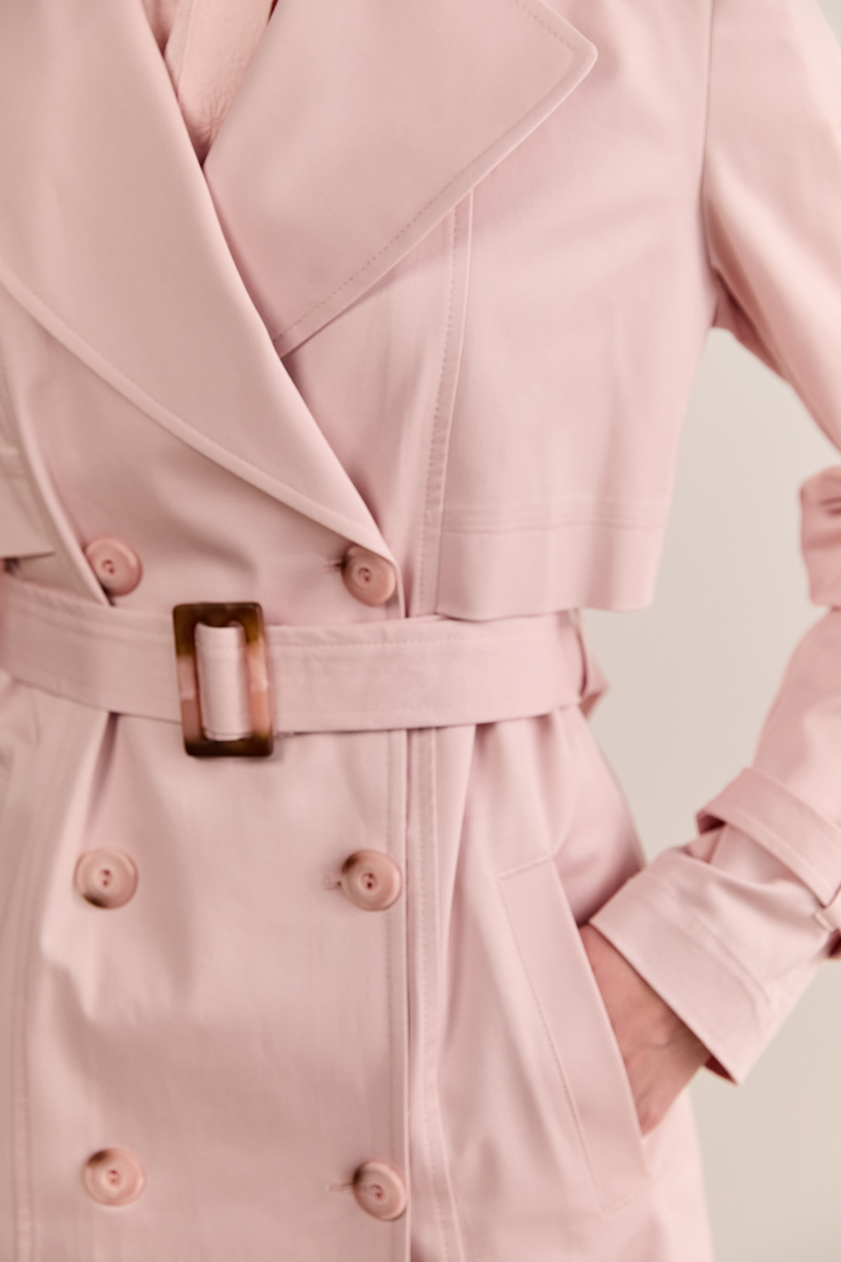 Çift Düğmeli Gabardin Trençkot, Tesettür Giyim