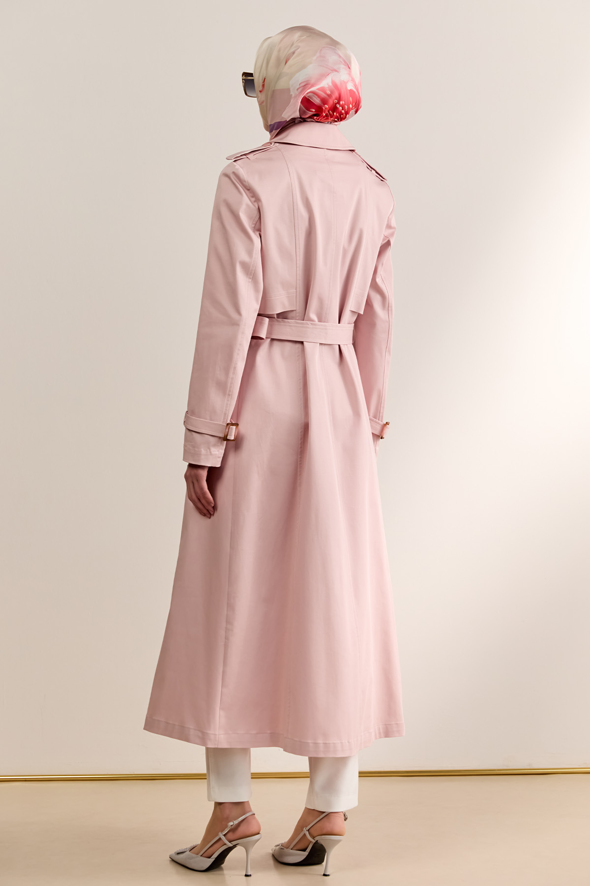 Çift Düğmeli Gabardin Trençkot, Tesettür Giyim