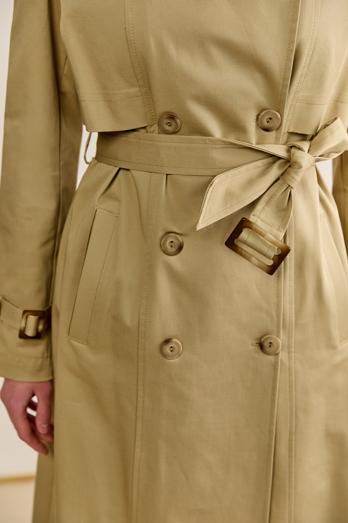 Çift Düğmeli Gabardin Trençkot, Tesettür Giyim