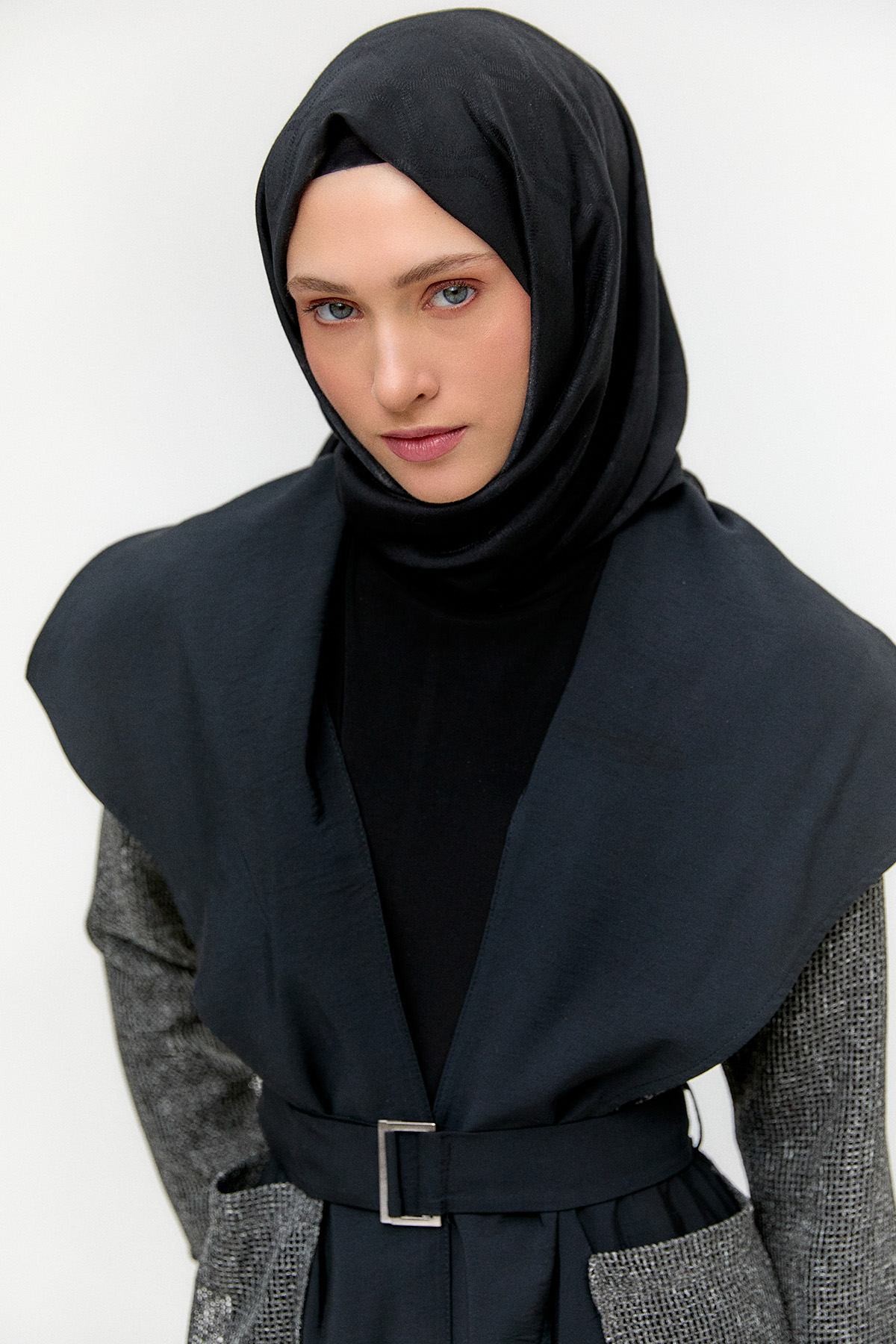 Kemerli Oversize File Kap, Tesettür Giyim