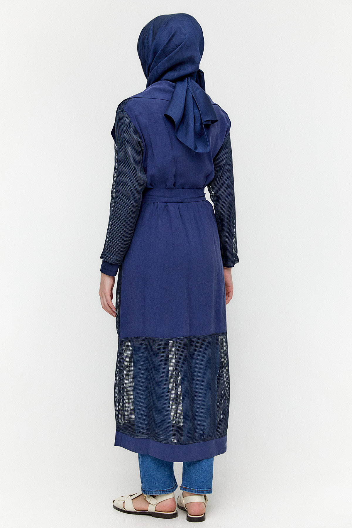 Kemerli Oversize File Kap, Tesettür Giyim