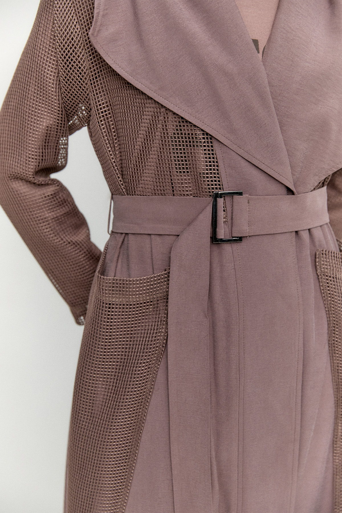 Kemerli Oversize File Kap, Tesettür Giyim