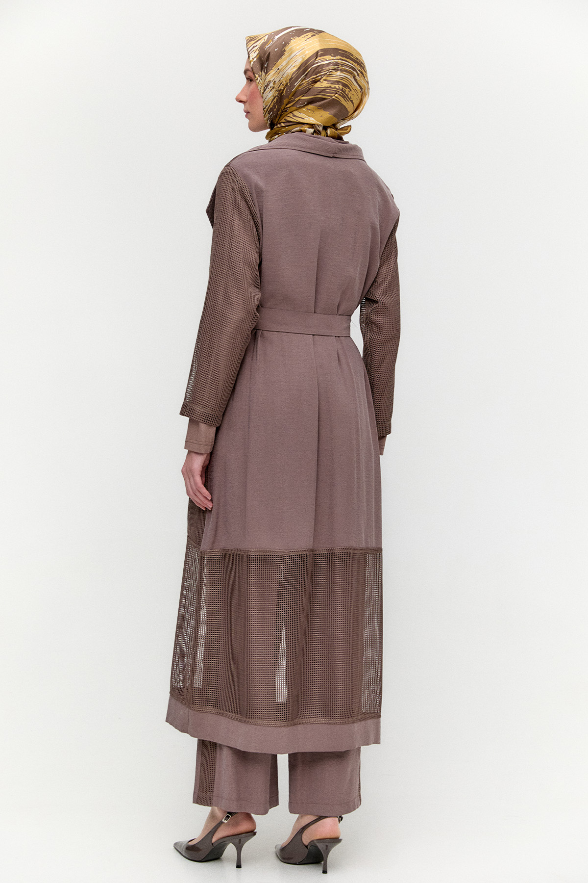 Kemerli Oversize File Kap, Tesettür Giyim