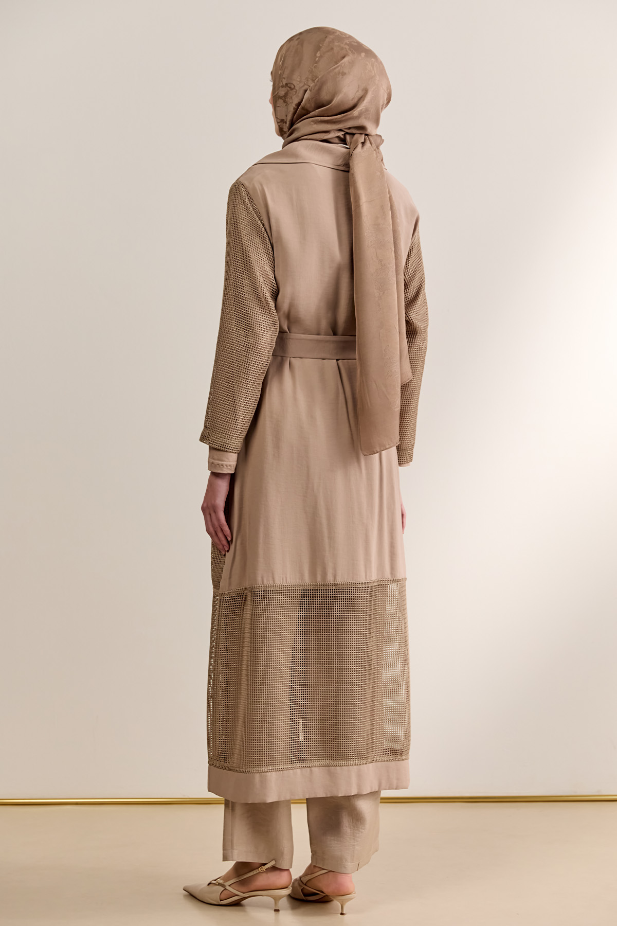 Kemerli Oversize File Kap, Tesettür Giyim