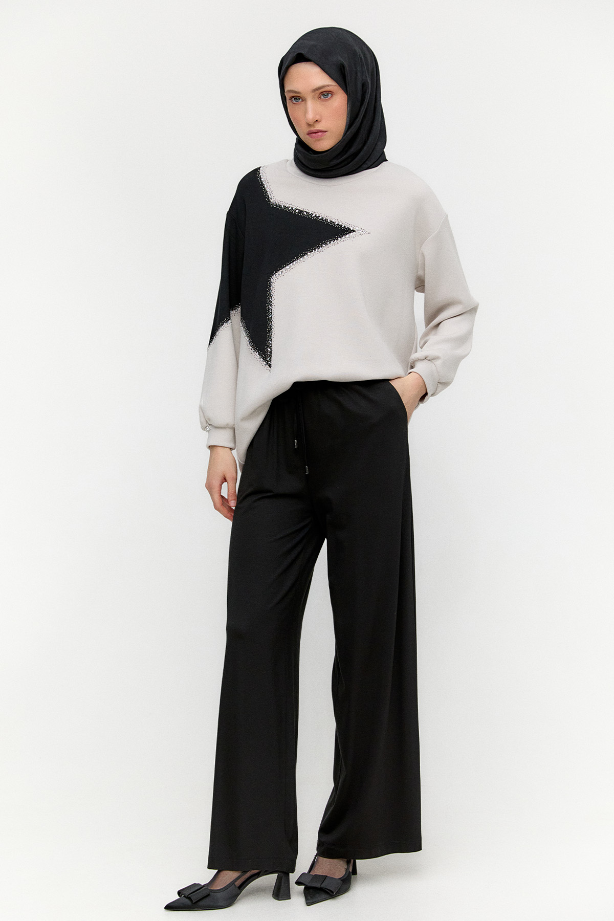 Geniş Paça Penye Pantolon, Tesettür Giyim