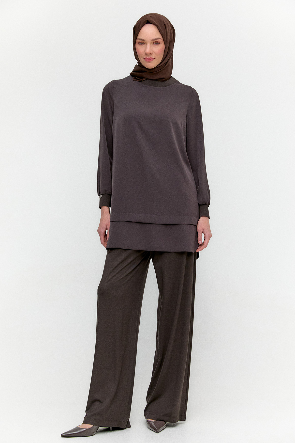 Geniş Paça Penye Pantolon, Tesettür Giyim