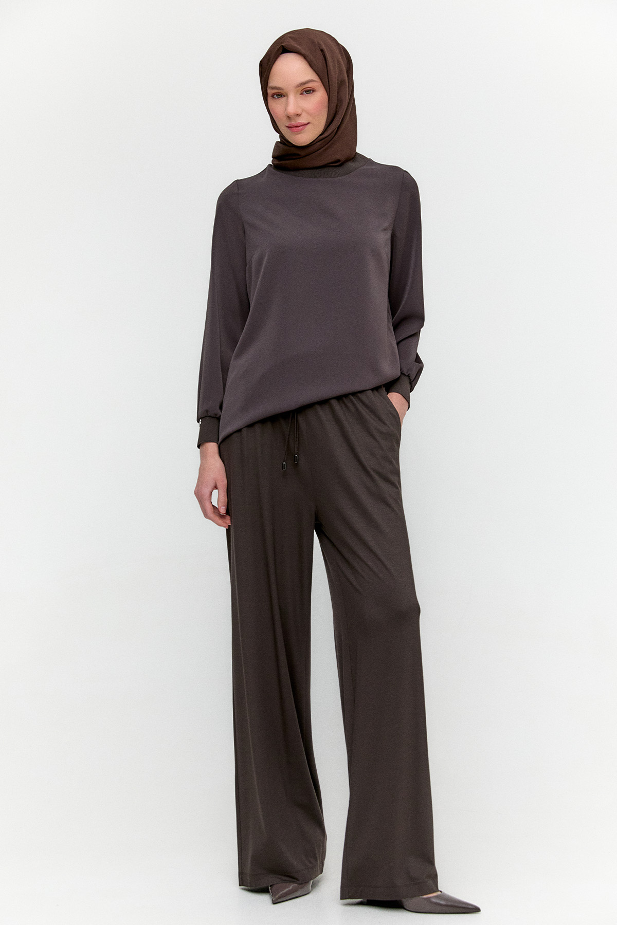 Geniş Paça Penye Pantolon, Tesettür Giyim
