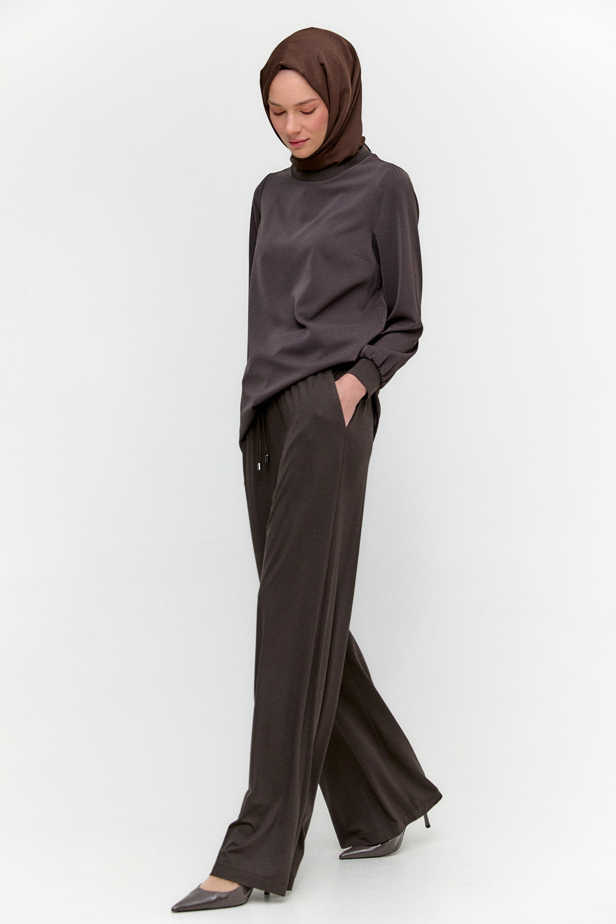 Geniş Paça Penye Pantolon, Tesettür Giyim