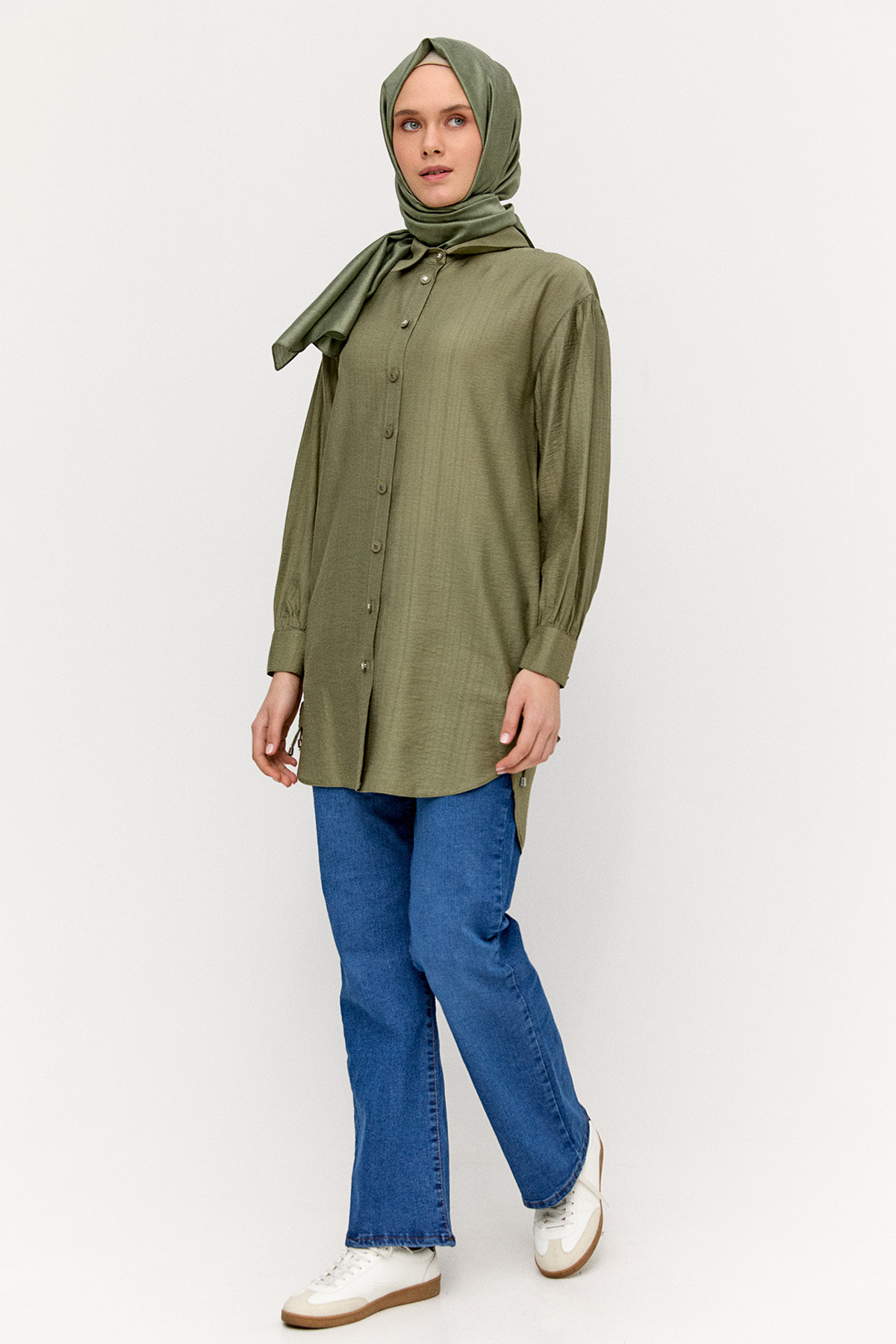 Yüksek Bel Bol Paça Jean, Tesettür Giyim