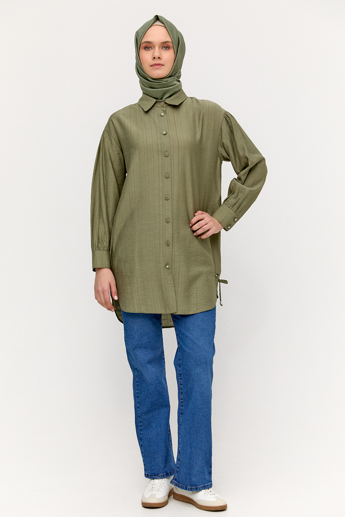 Yüksek Bel Bol Paça Jean, Tesettür Giyim