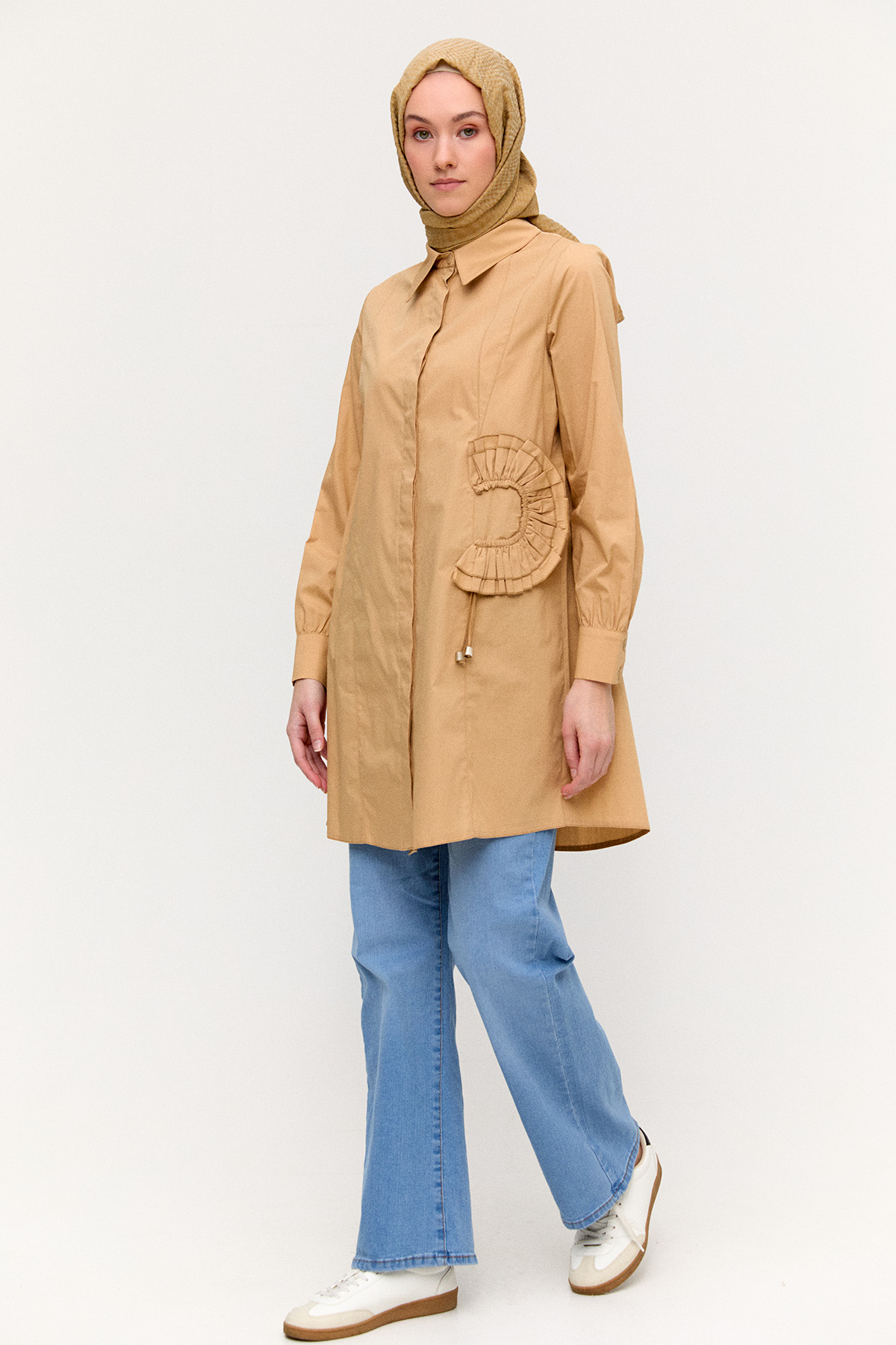 Yüksek Bel Bol Paça Jean, Tesettür Giyim