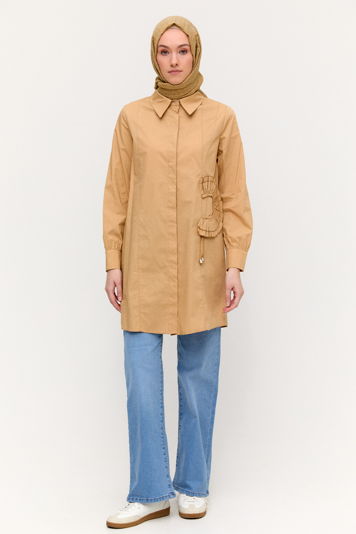 Yüksek Bel Bol Paça Jean, Tesettür Giyim