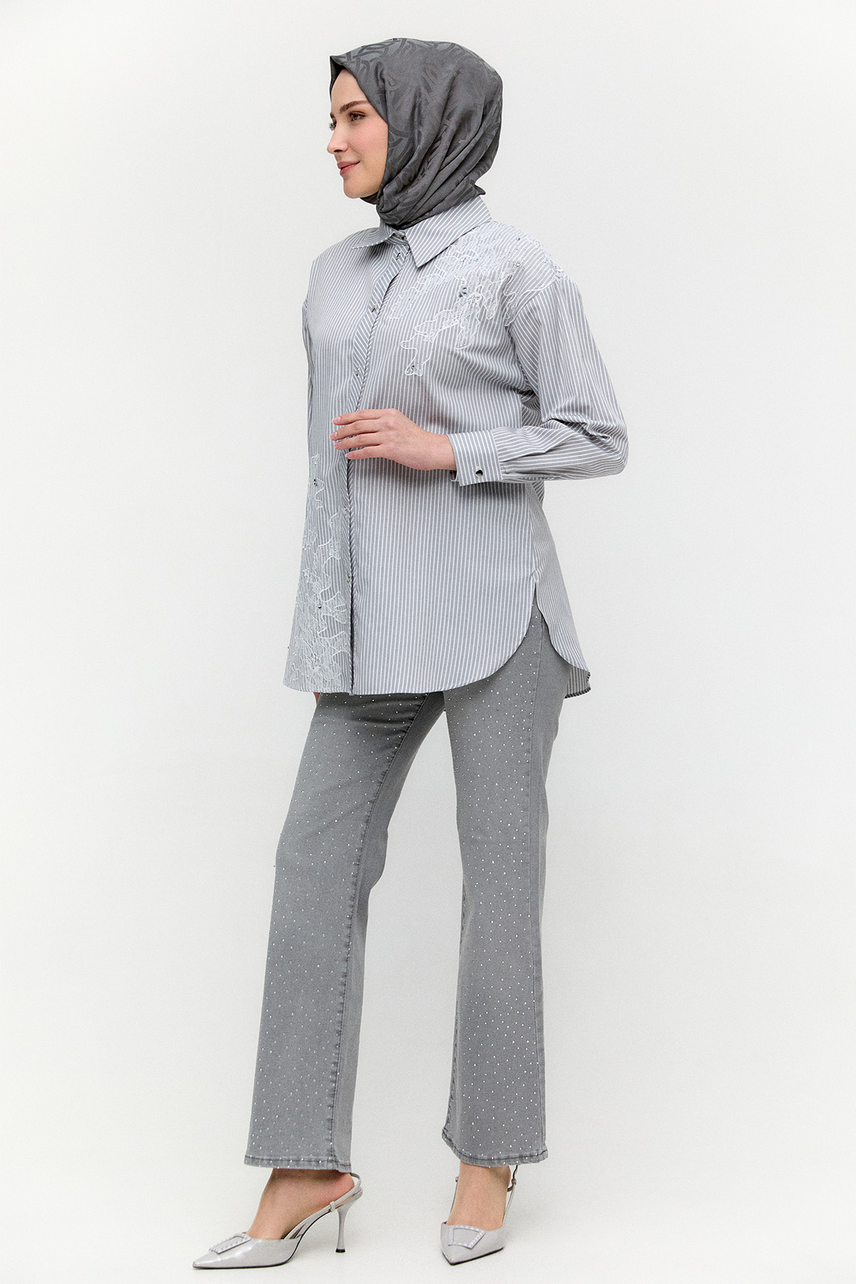 Hotfix Baskılı Kanvas Pantolon, Tesettür Giyim