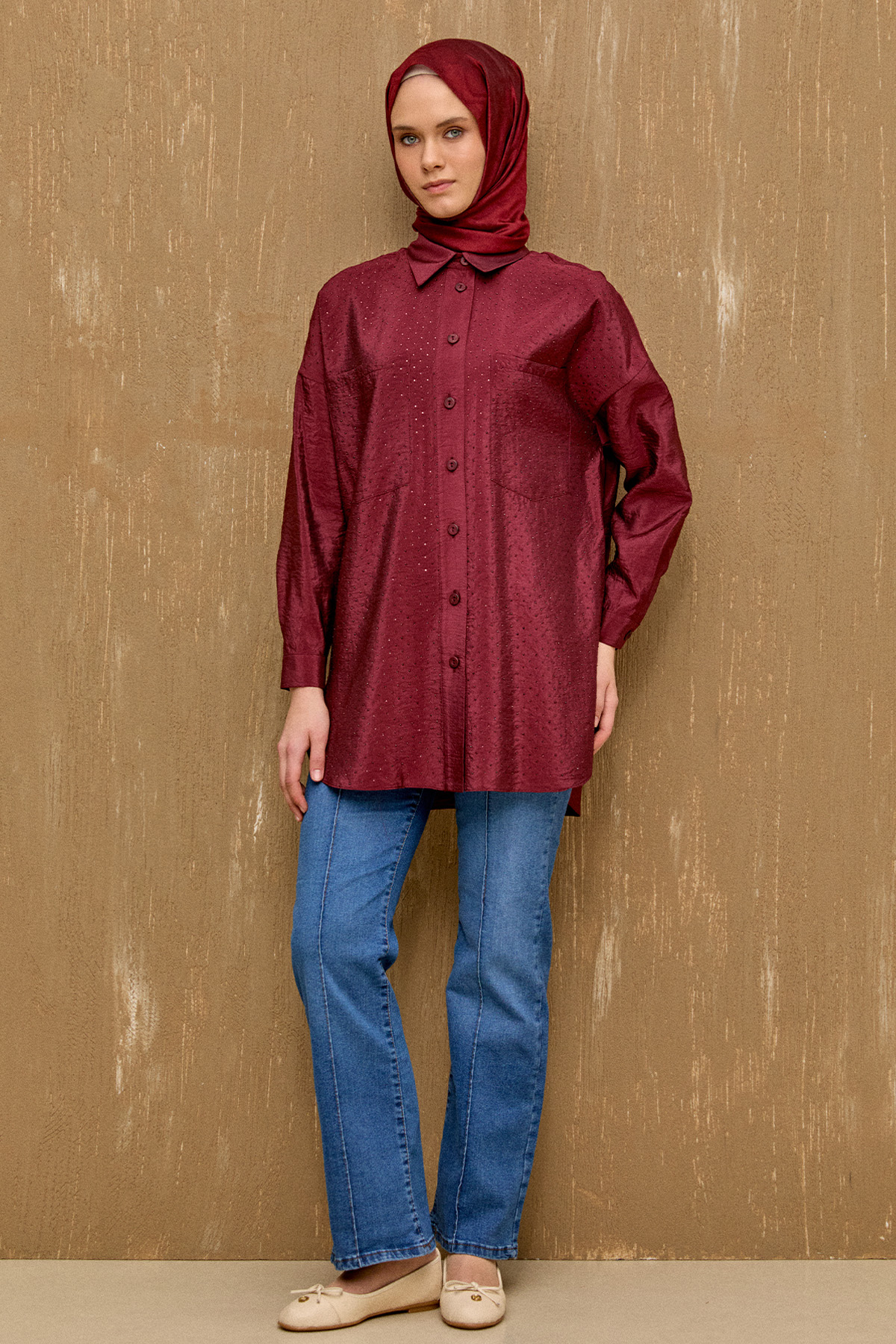 Nervürlü Geniş Paça Denim, Tesettür Giyim