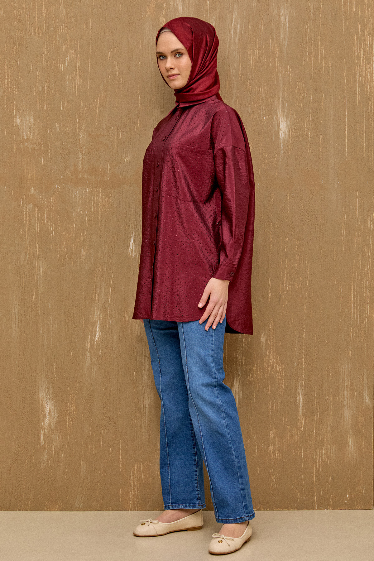 Nervürlü Geniş Paça Denim, Tesettür Giyim