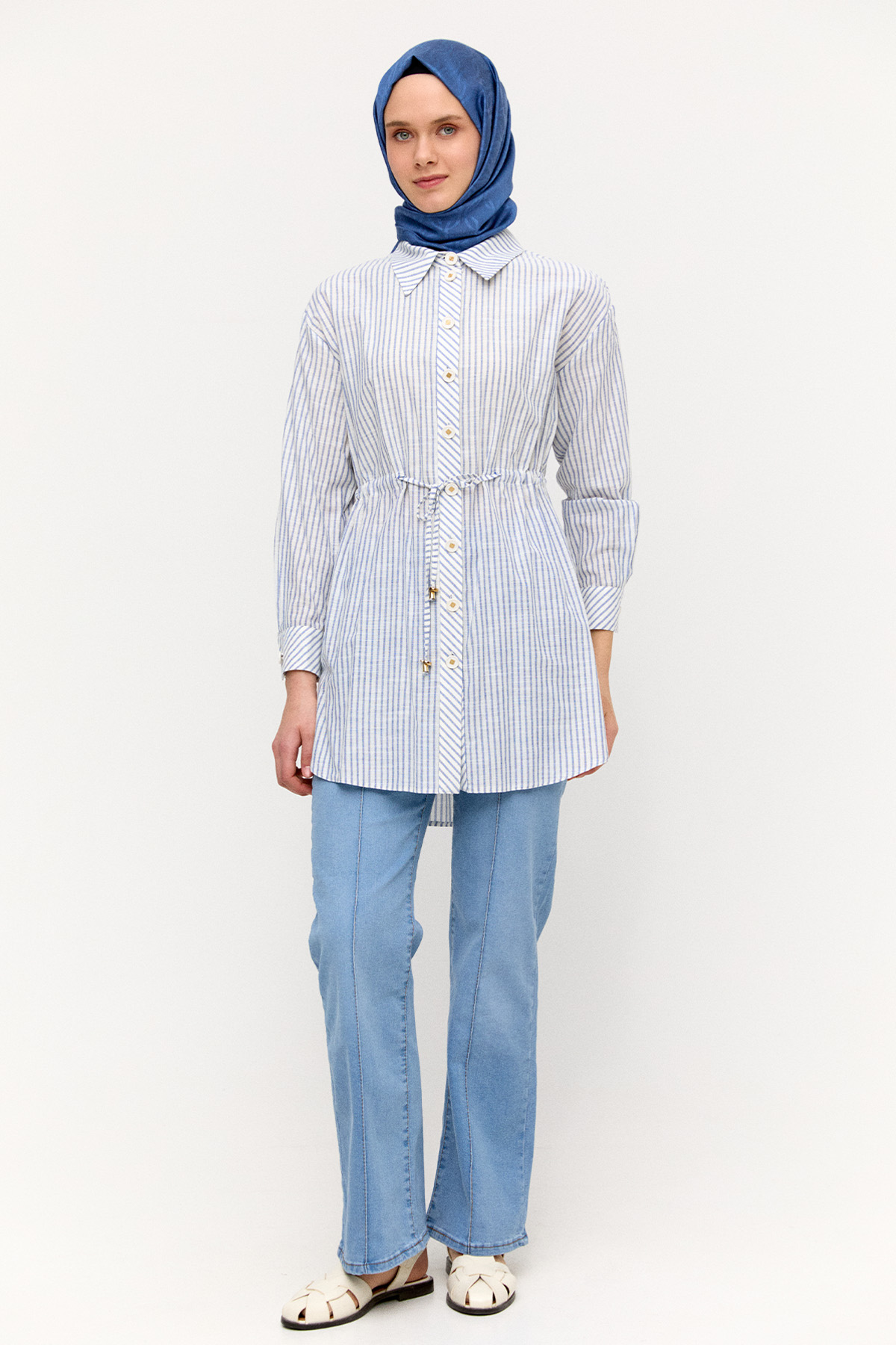 Nervürlü Geniş Paça Denim, Tesettür Giyim