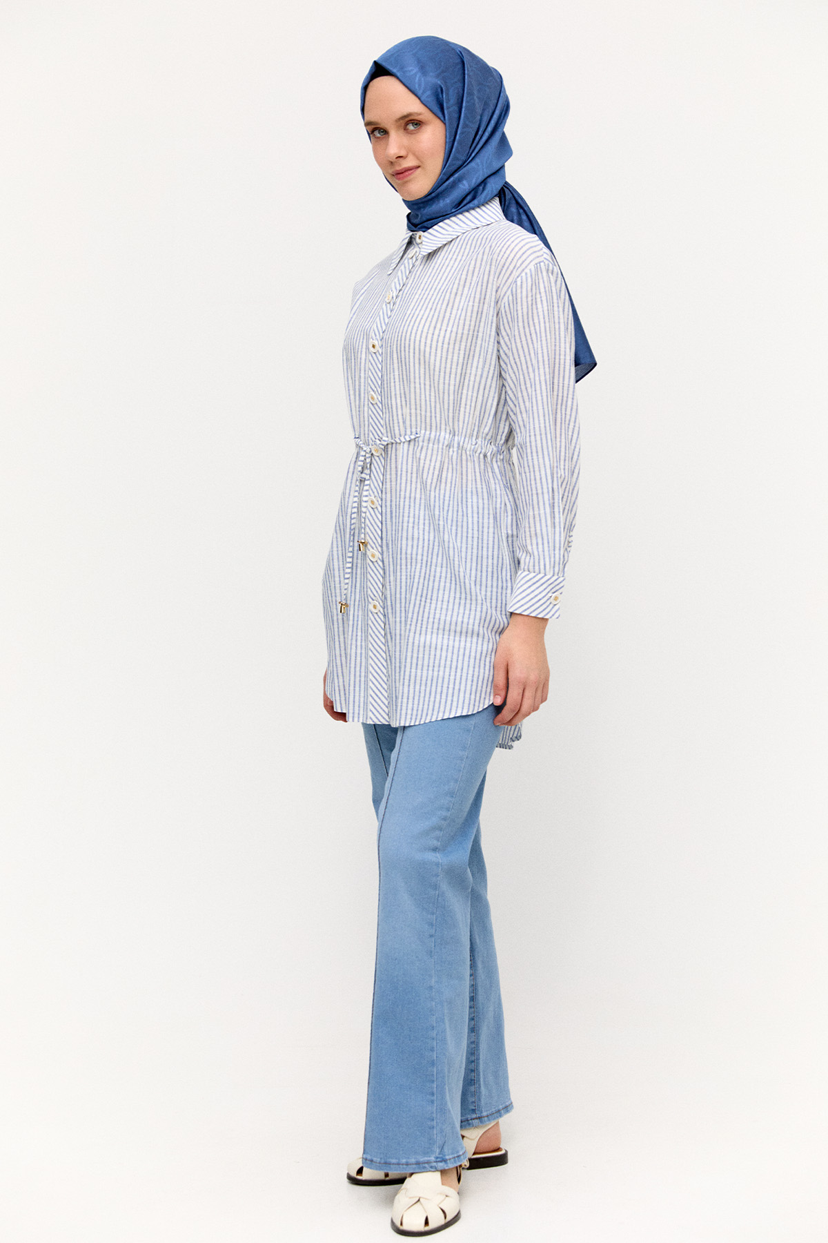 Nervürlü Geniş Paça Denim, Tesettür Giyim