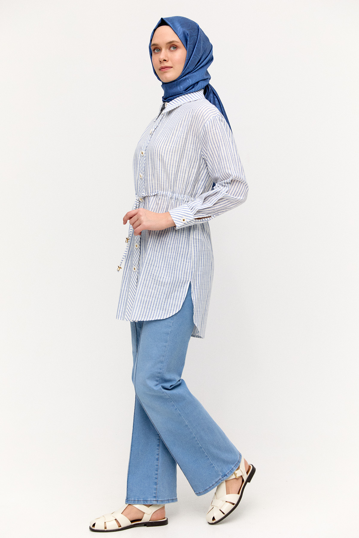 Nervürlü Geniş Paça Denim, Tesettür Giyim