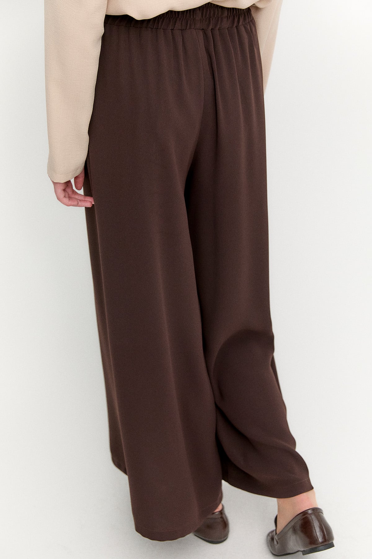 Kuşaklı Geniş Paça Krep Pantolon, Tesettür Giyim