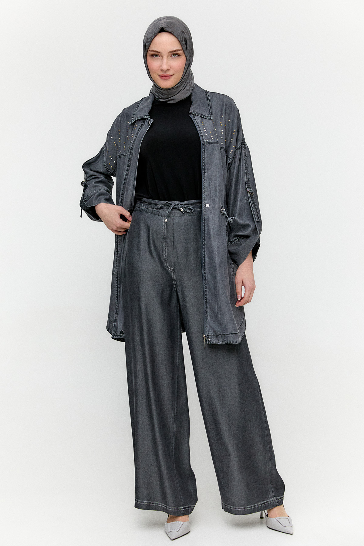 Bağcıklı Geniş Paça Pantolon, Tesettür Giyim