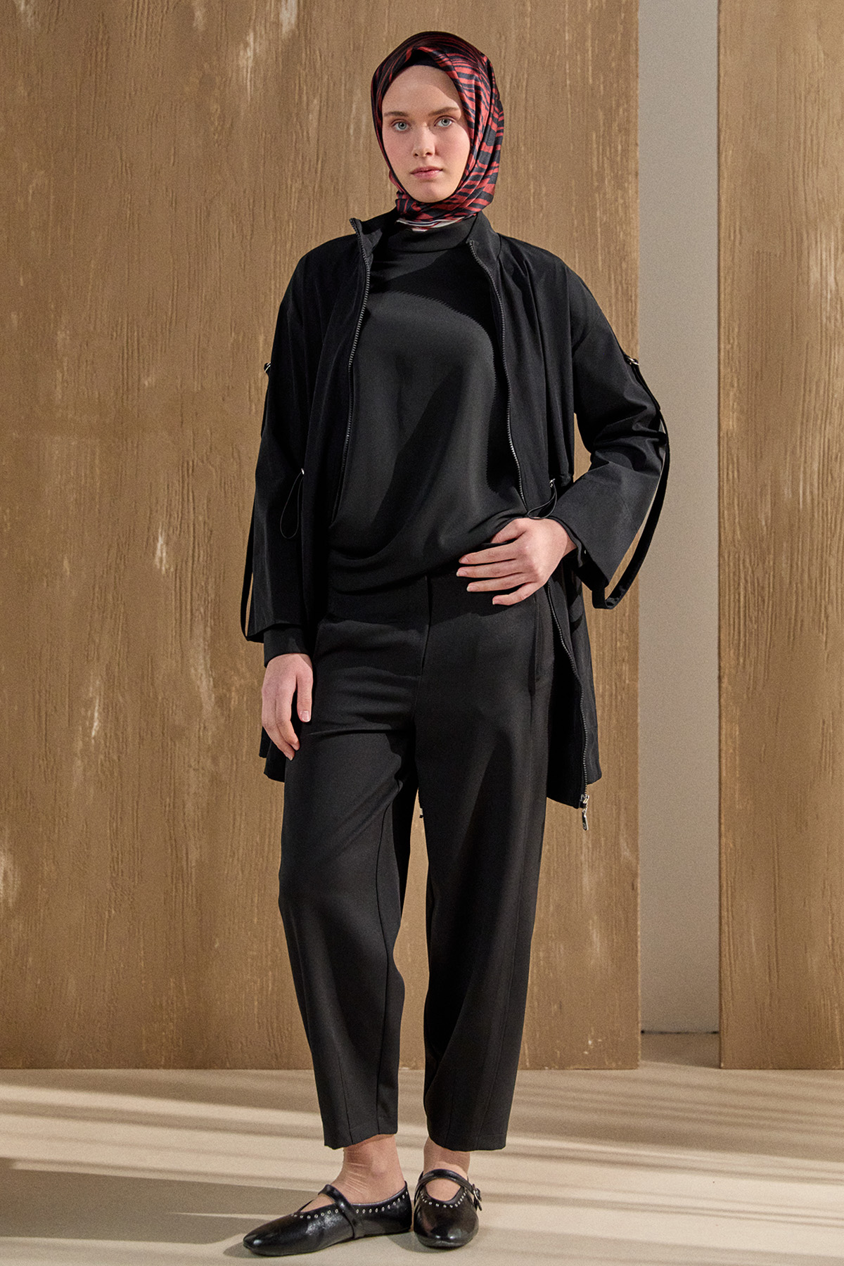 Krep Barrel Fit Pantolon, Tesettür Giyim